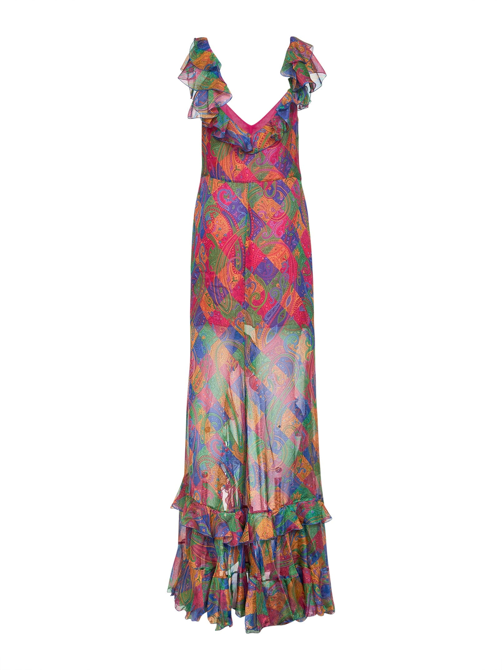 Etro Women Geometric Paisley-Pattern Silk Chiffon Maxi Dress ETRO
