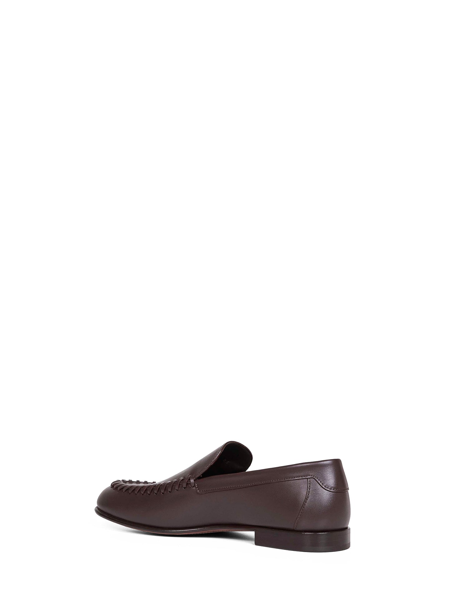 Fendi Men Dark Brown Leather Braided Loafers FENDI