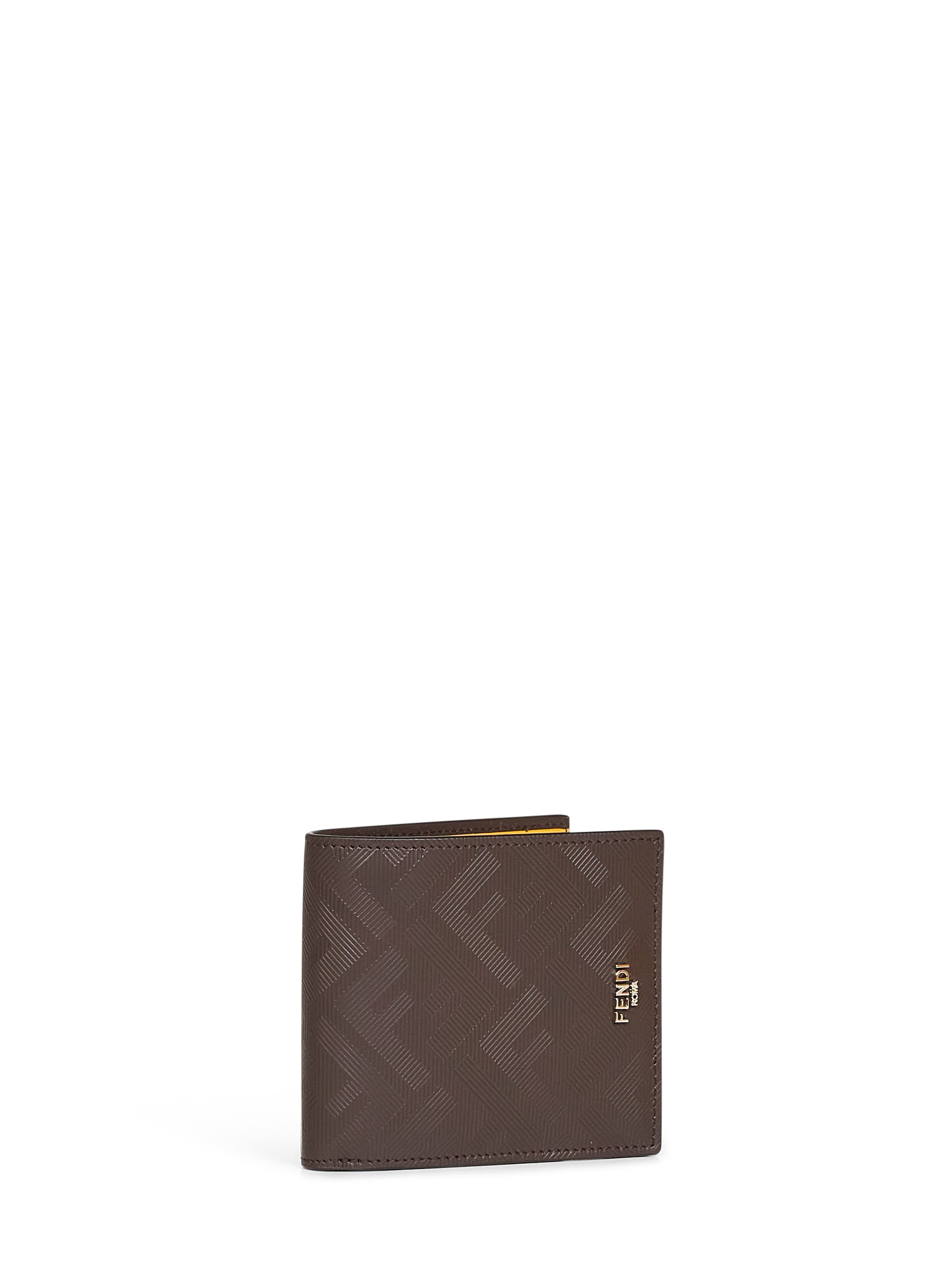 Fendi Men Brown Leather Fendi Shadow Wallet FENDI