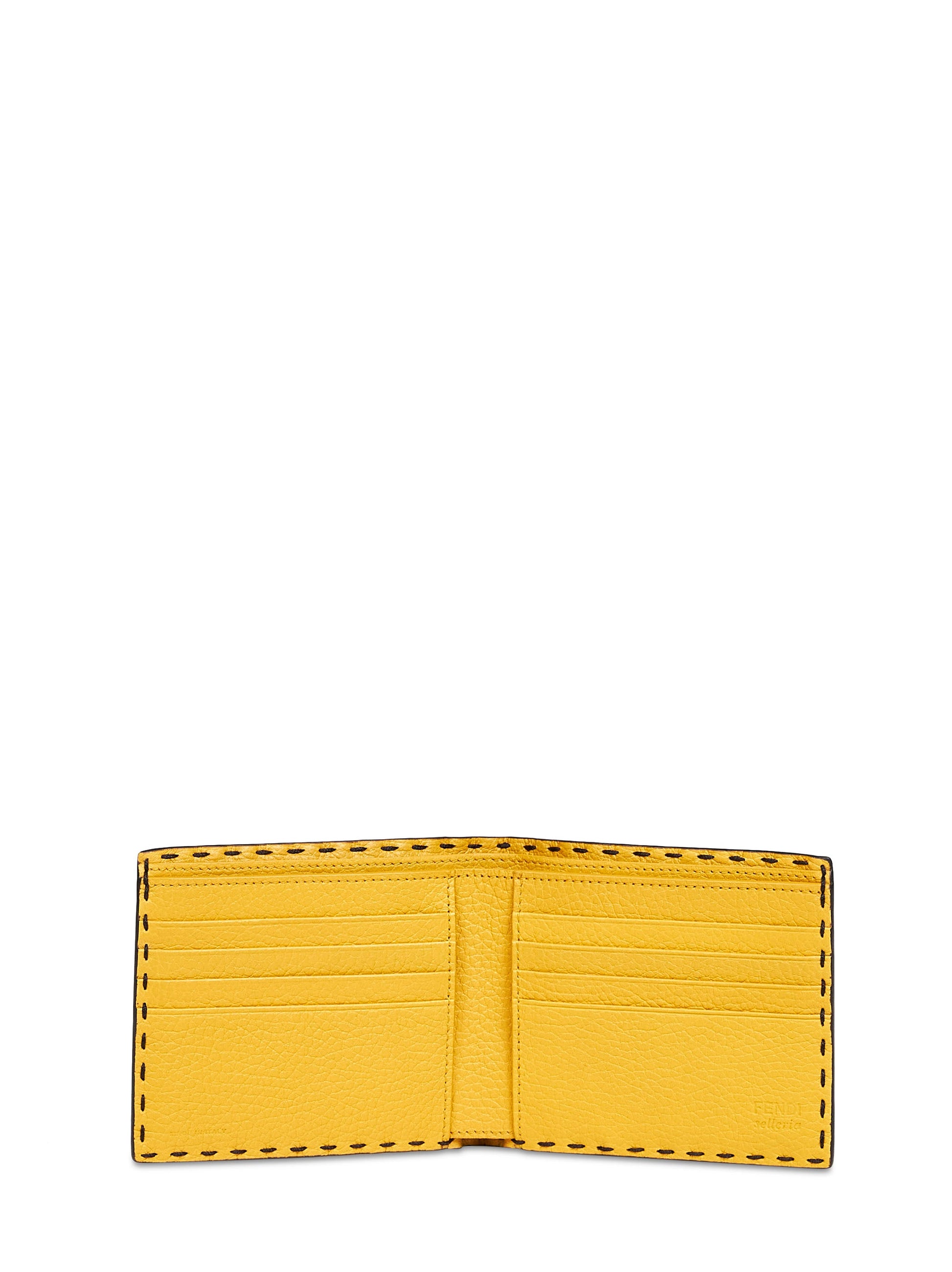 Fendi Men Black And Yellow Selleria Bi-Fold Wallet FENDI