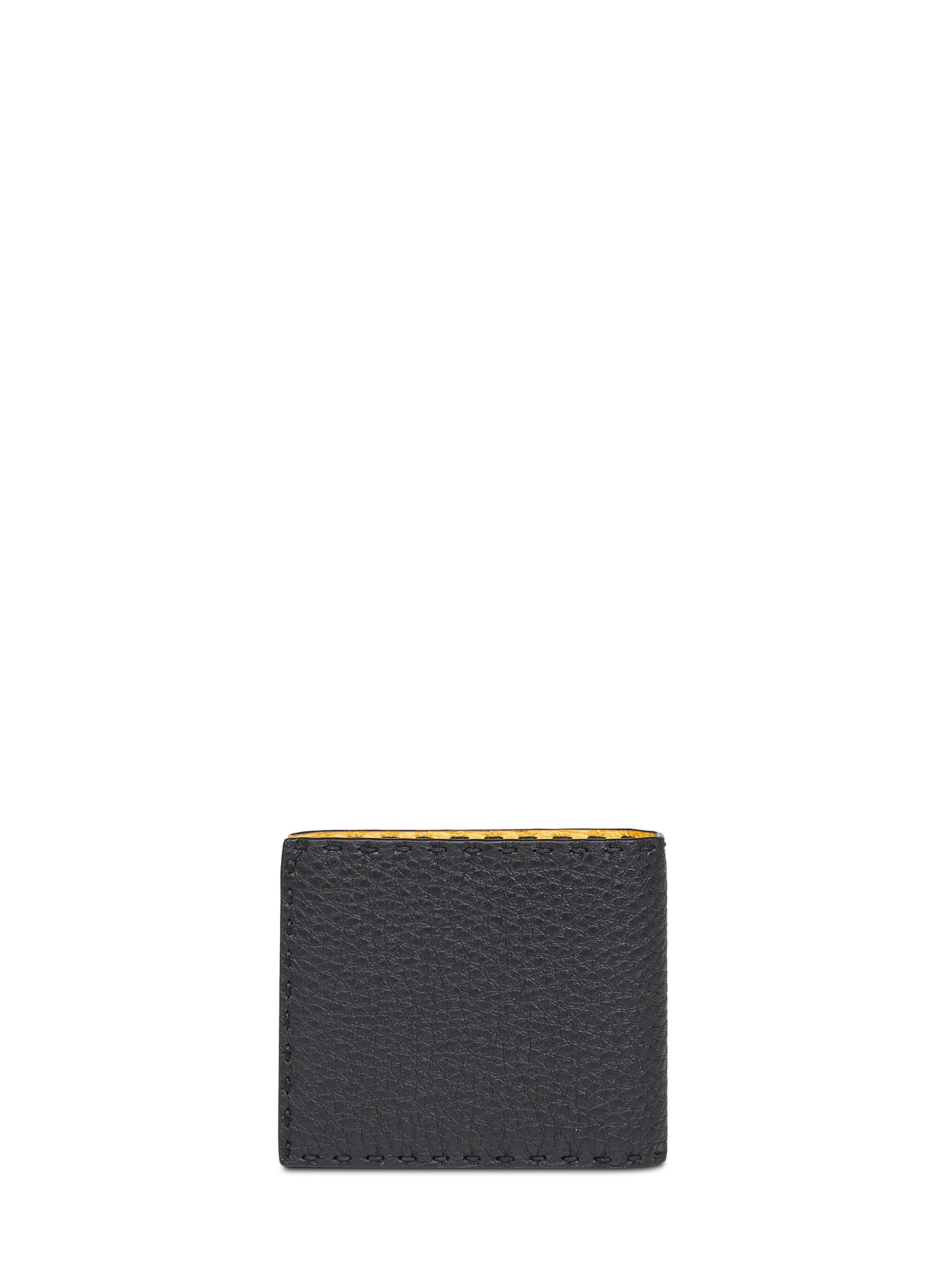 Fendi Men Black And Yellow Selleria Bi-Fold Wallet FENDI