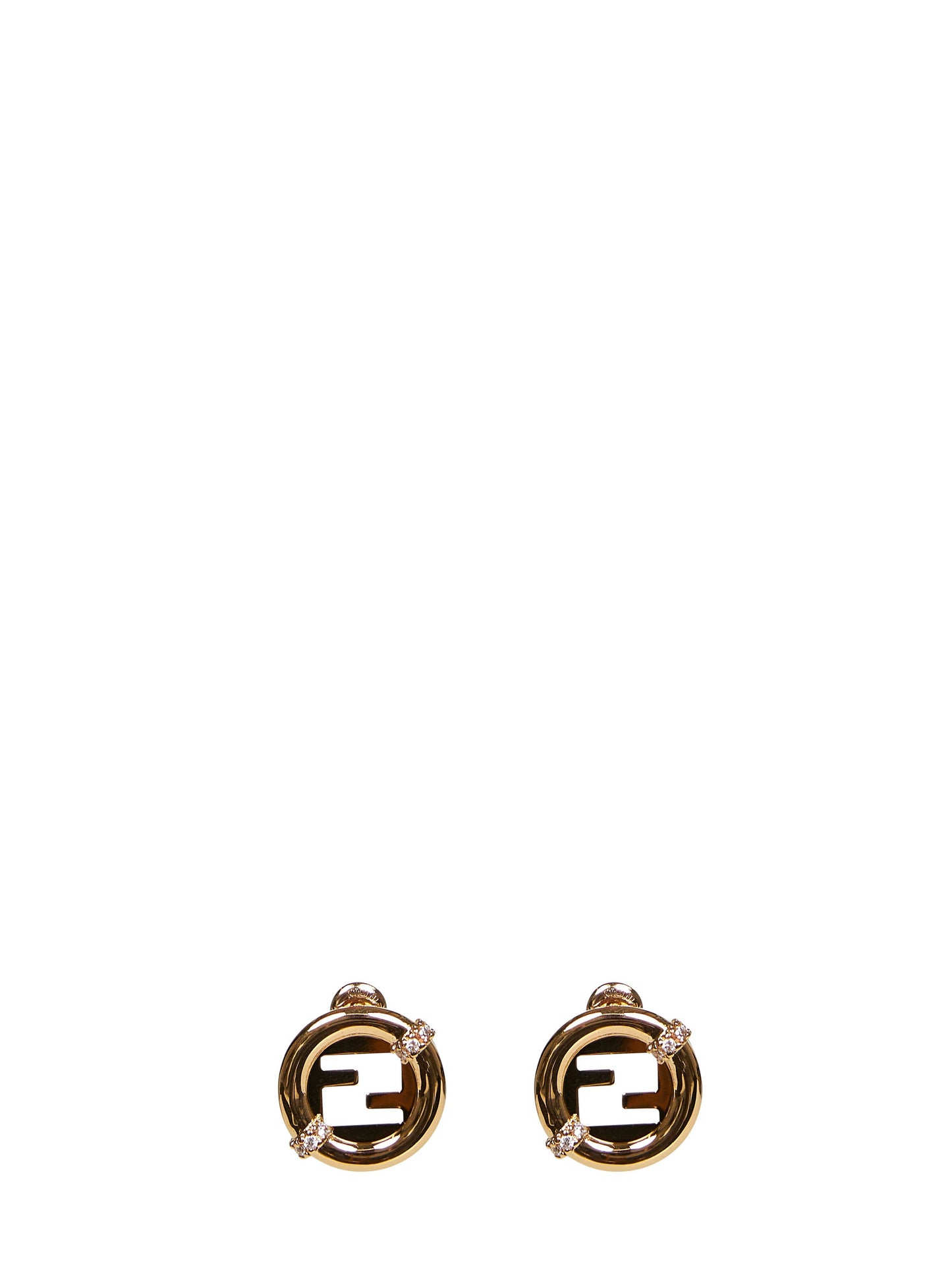 Fendi Women Gold Crystal-Ebellished Fendi Everround Earrings FENDI