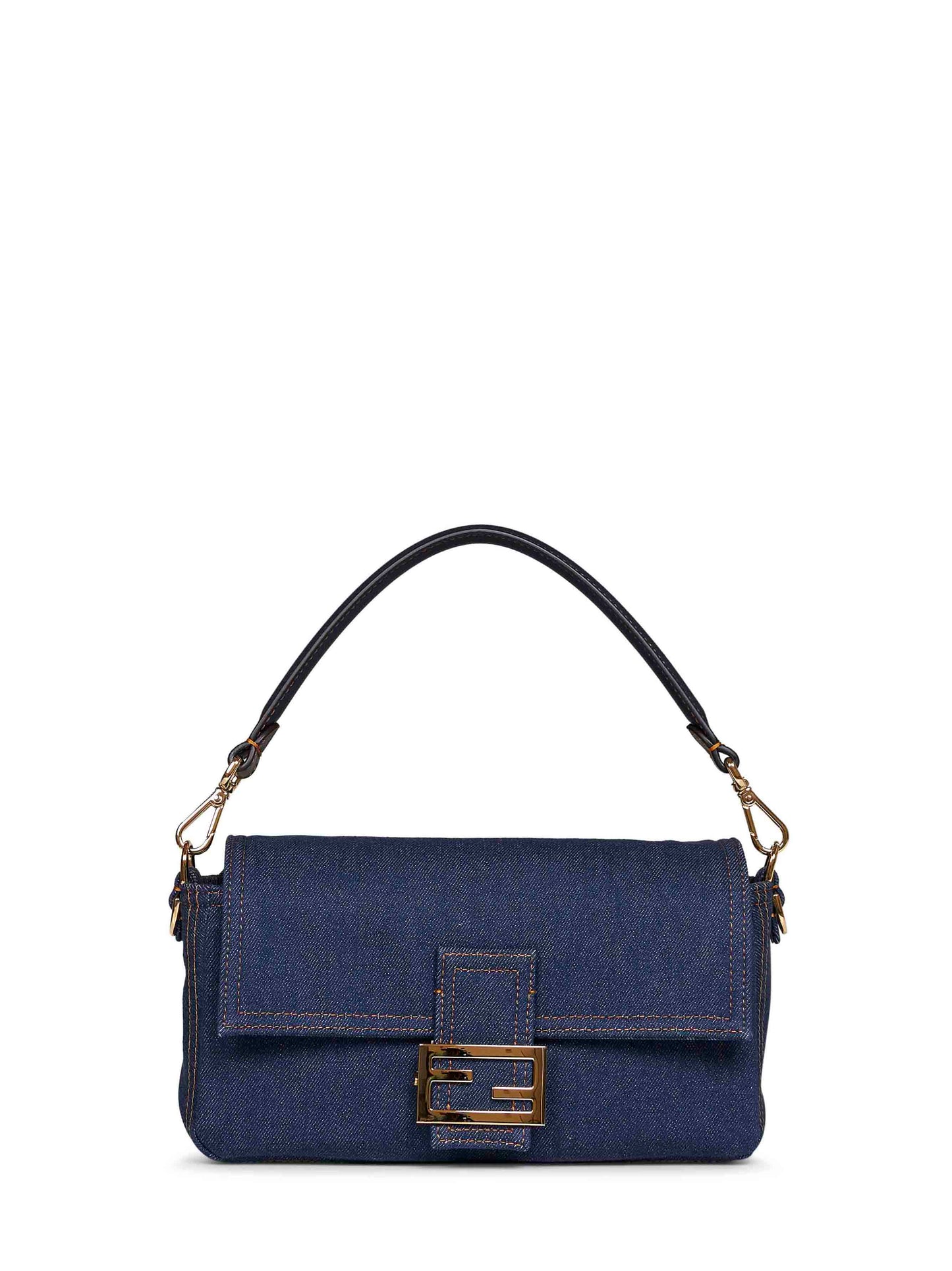 Fendi Women Blue Baguette Reversible Shoulder Bag FENDI