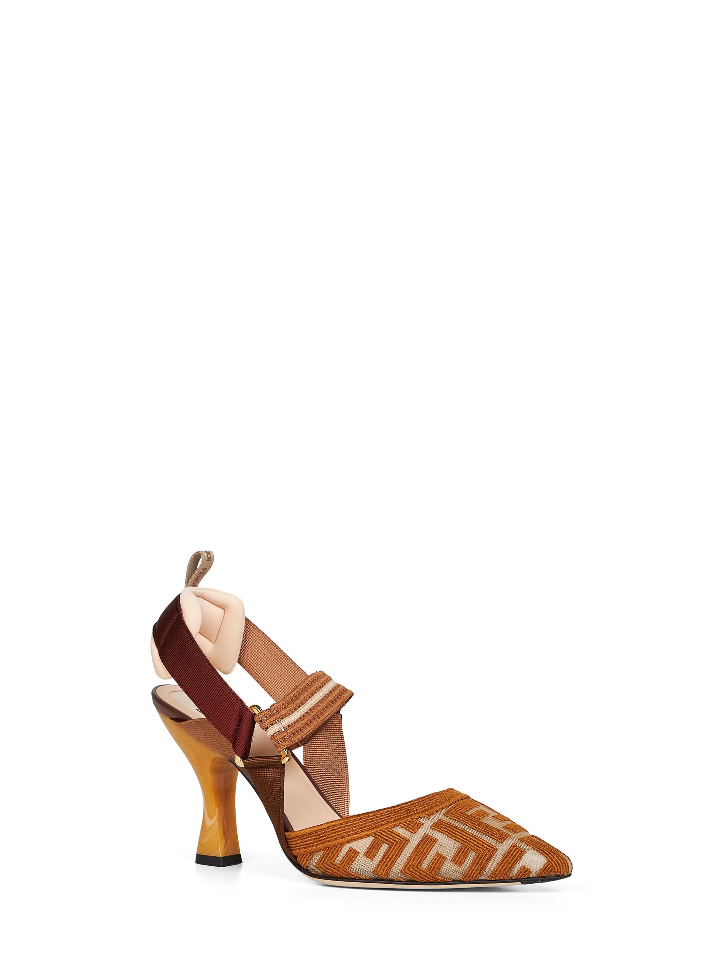 Fendi Women Brown Ff Fabric Colibrì Slingback Pumps FENDI