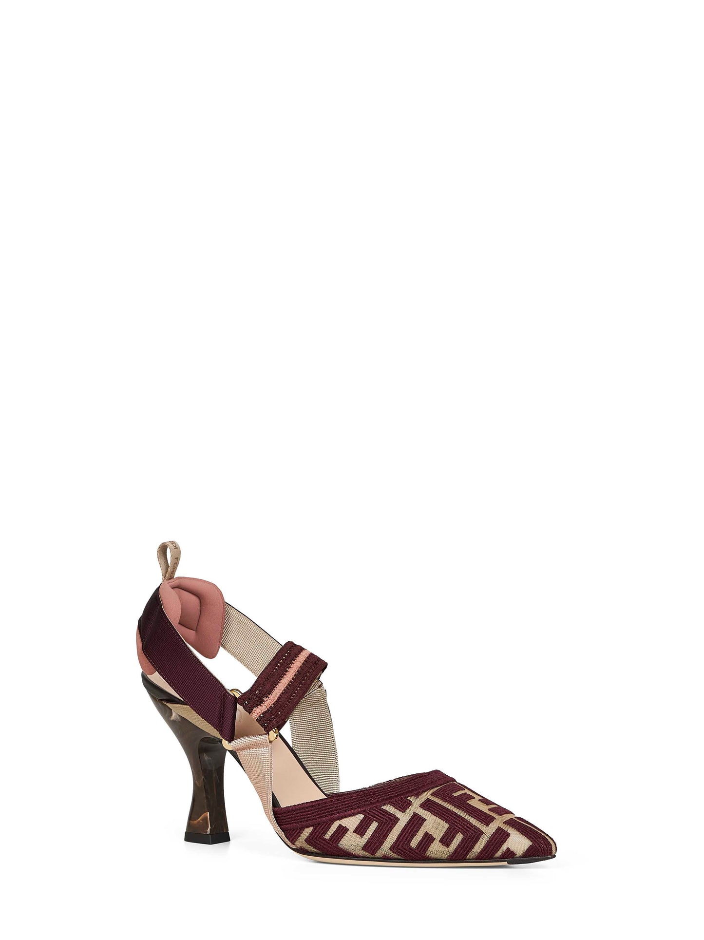 Fendi Women Burgundy Ff Fabric Colibrì Slingback Pumps FENDI