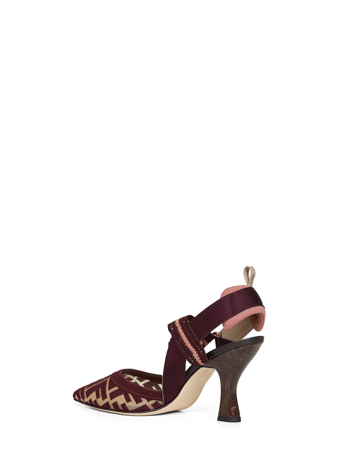 Fendi Women Burgundy Ff Fabric Colibrì Slingback Pumps FENDI