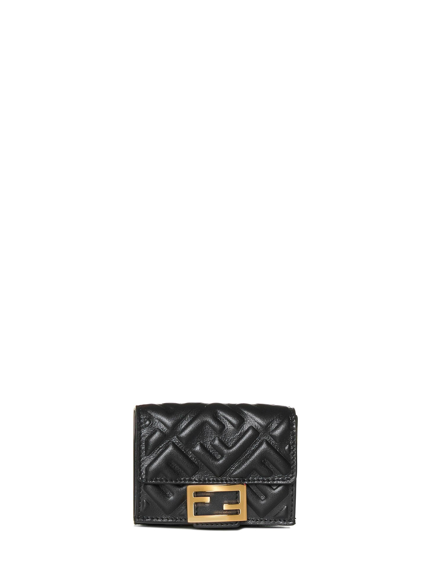 Fendi Women Micro Trifold Wallet In Ff Leather FENDI