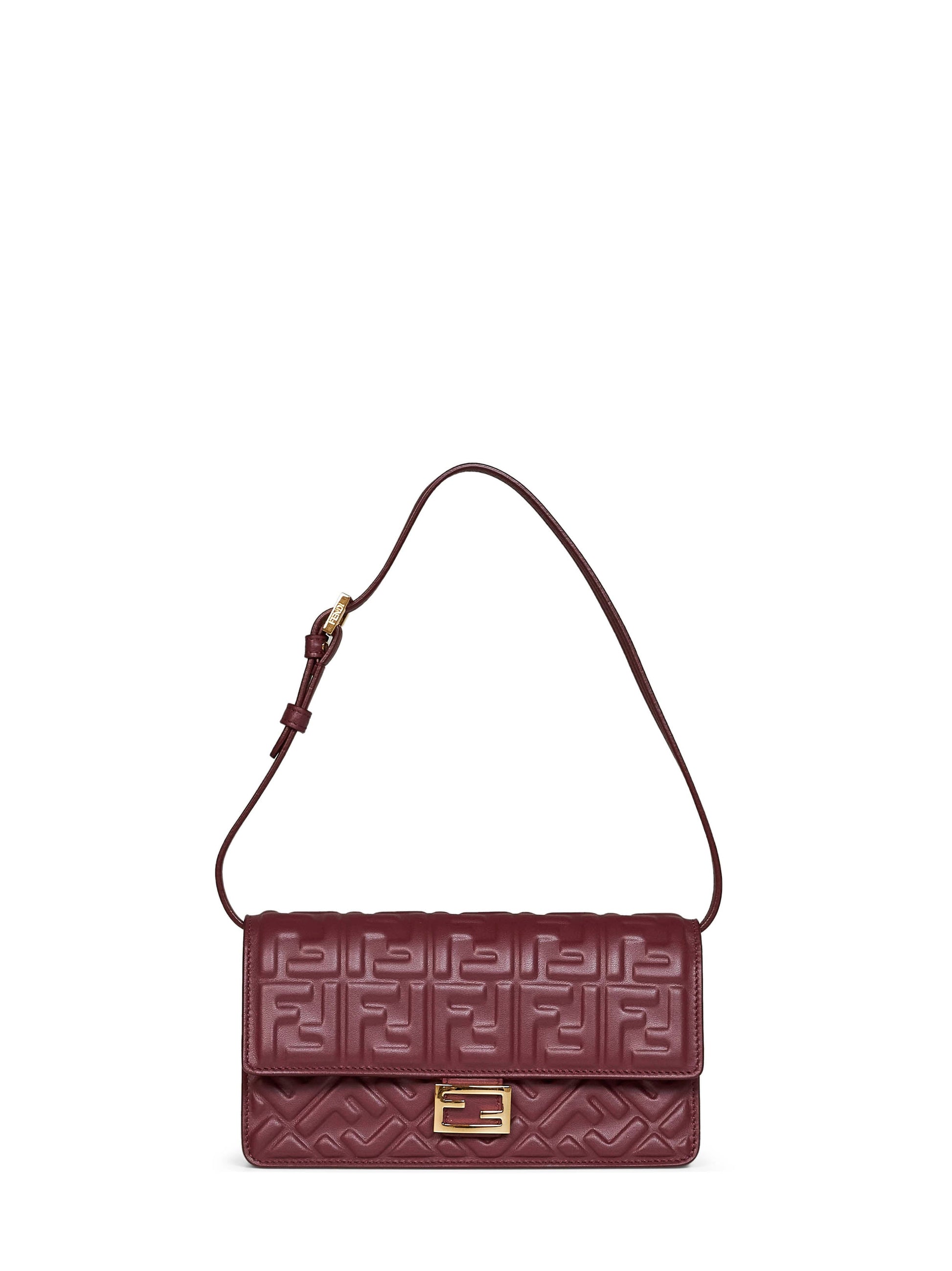 Fendi Women Burgundy Wallet On Chain Baguette Minibag<Br/> FENDI