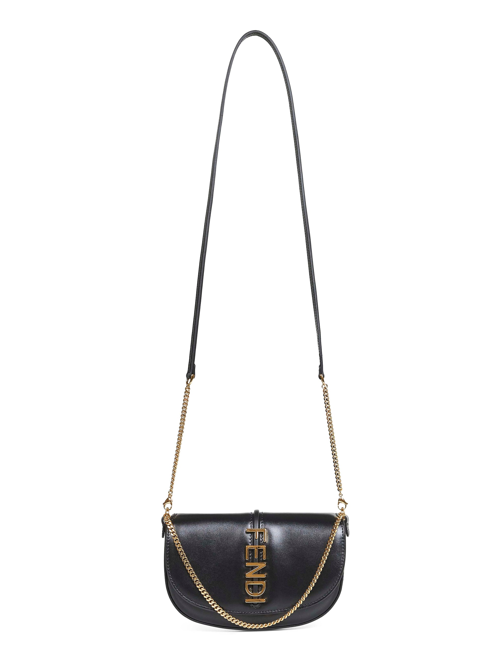 Fendi Women Black Fendigraphy Wallet On Chain Wallet FENDI