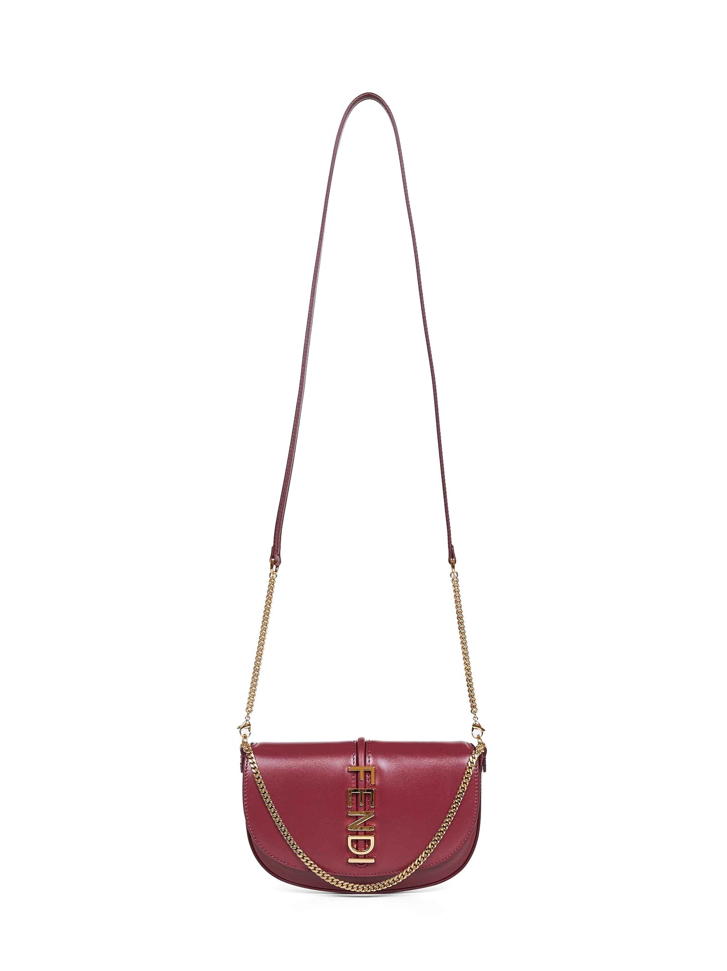 Fendi Women Burgundy Fendigraphy Wallet On Chain Wallet FENDI