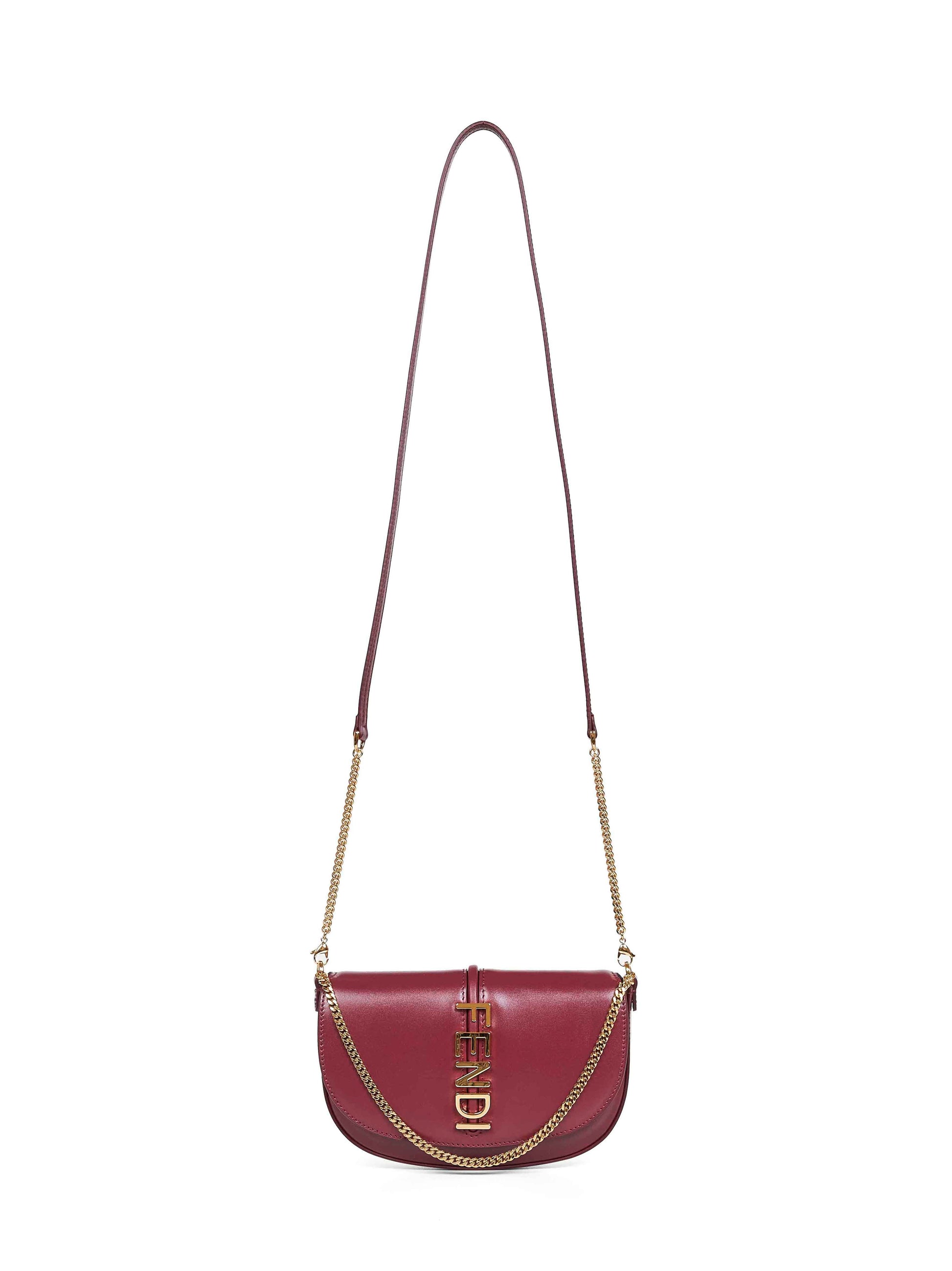 Fendi Women Burgundy Fendigraphy Wallet On Chain Wallet FENDI