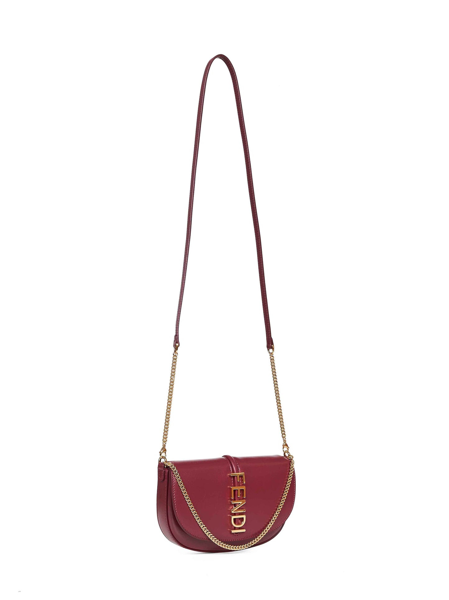 Fendi Women Burgundy Fendigraphy Wallet On Chain Wallet FENDI