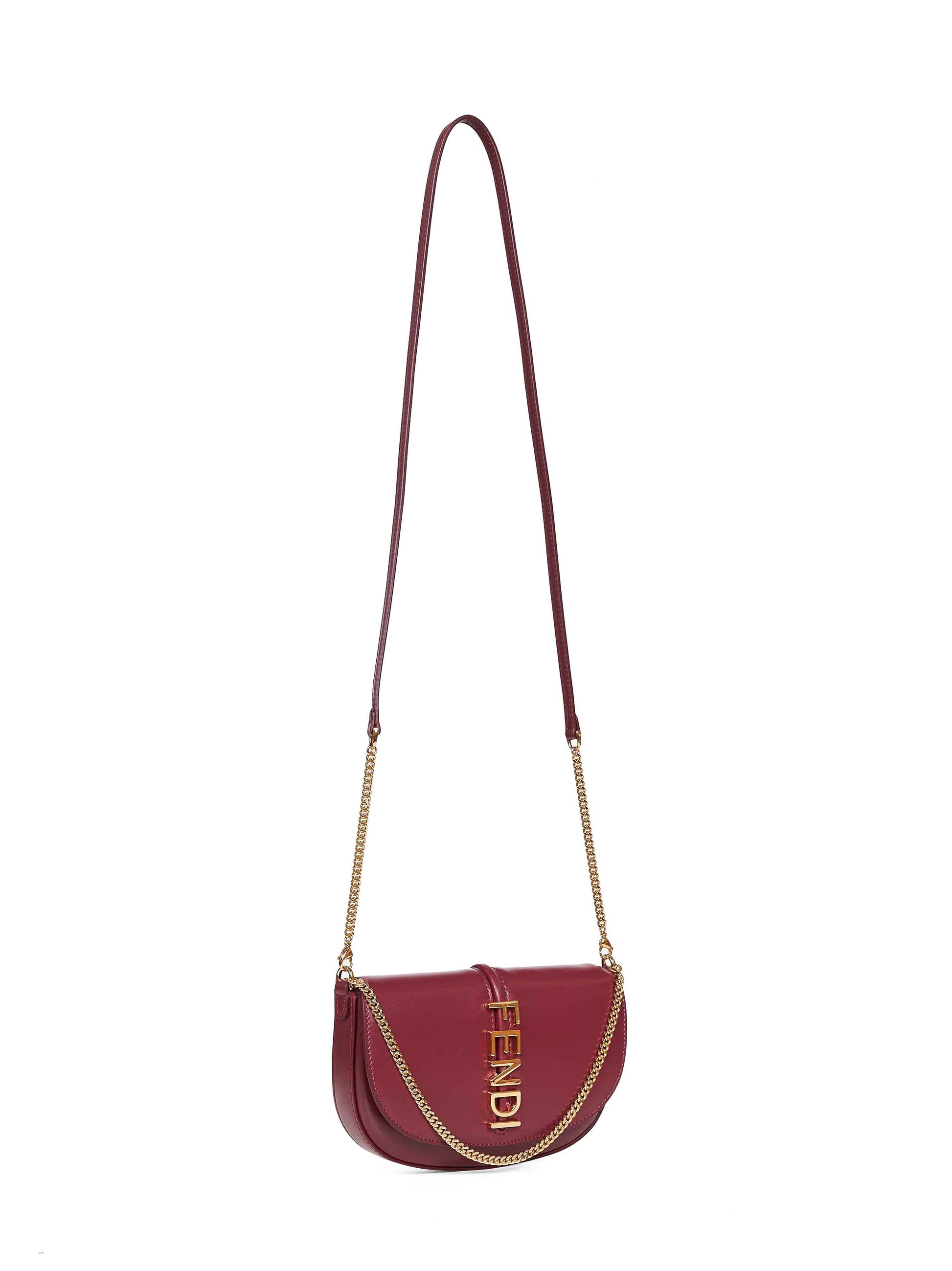 Fendi Women Burgundy Fendigraphy Wallet On Chain Wallet FENDI