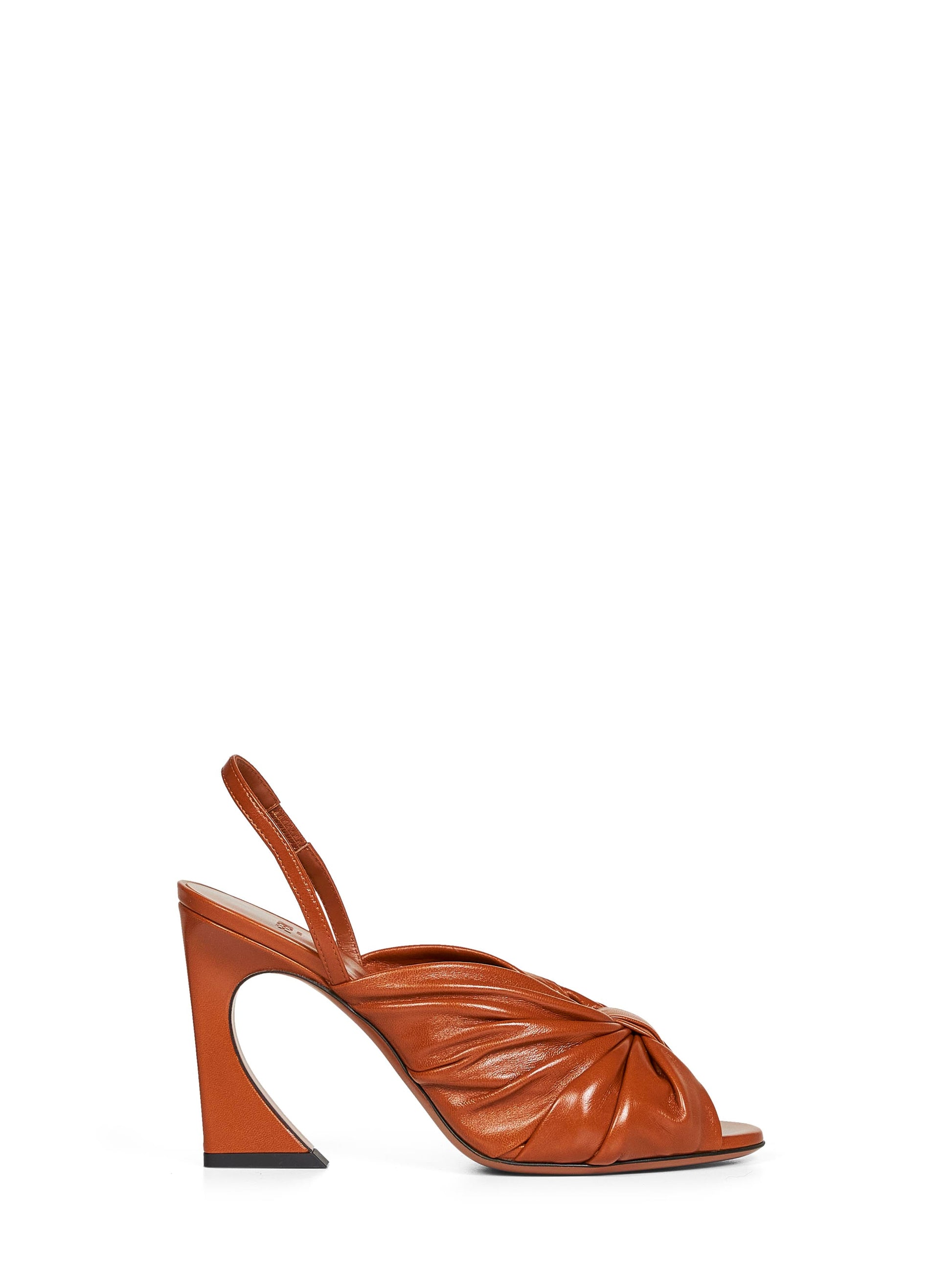 Fendi Women Tan Nappa Leather Fendi Arco Slingback Sandals FENDI