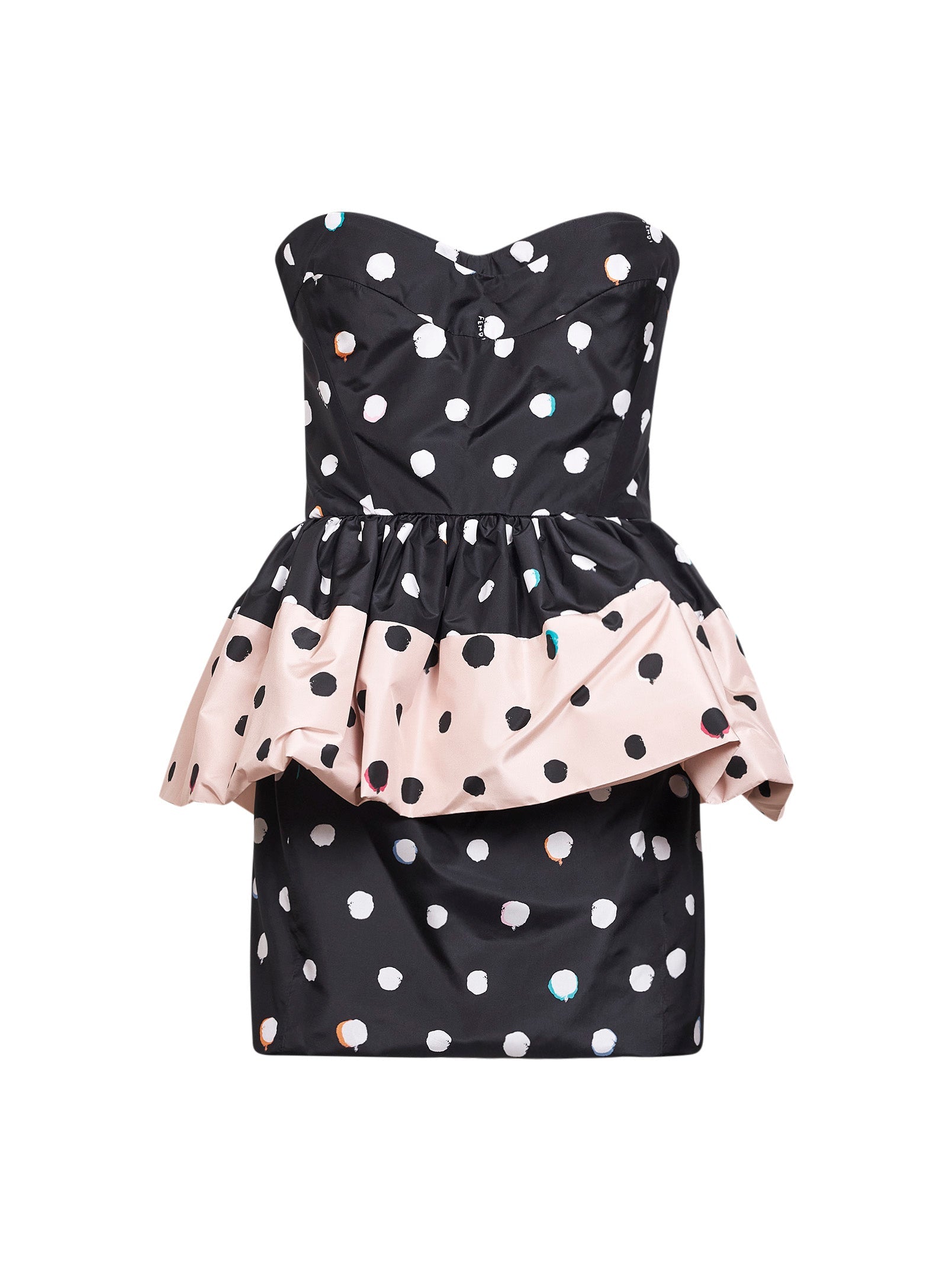 Fendi Women Black Printed Taffeta Bustier Minidress FENDI