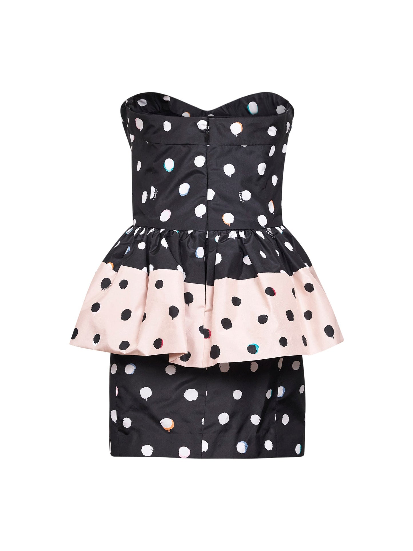 Fendi Women Black Printed Taffeta Bustier Minidress FENDI