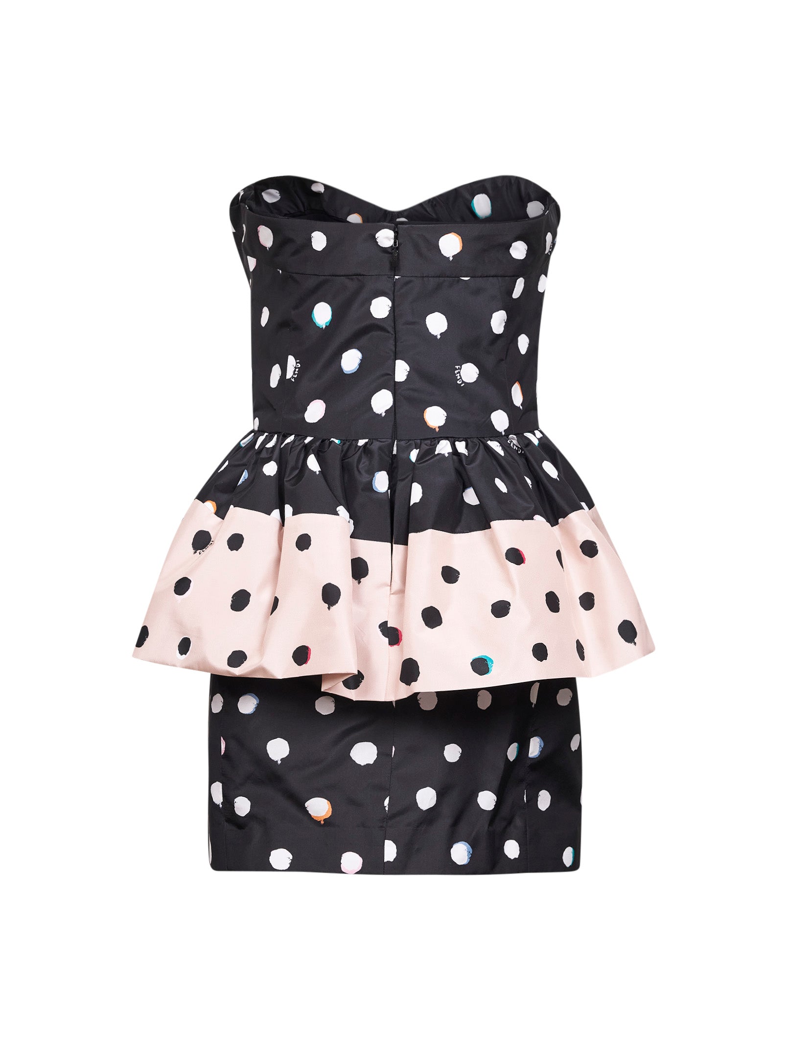 Fendi Women Black Printed Taffeta Bustier Minidress FENDI