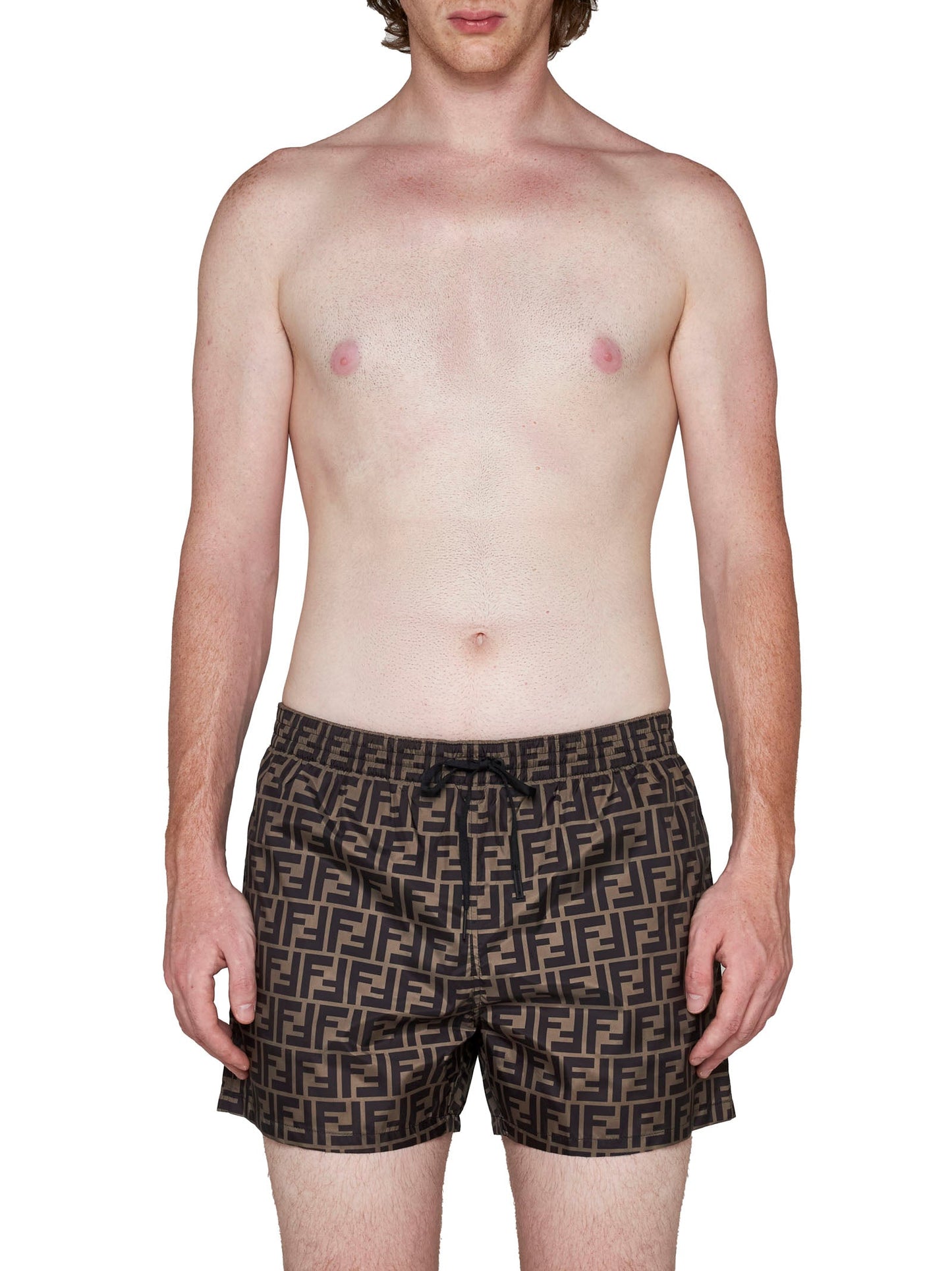 Fendi Men Brown Nylon Fendi Shorts FENDI