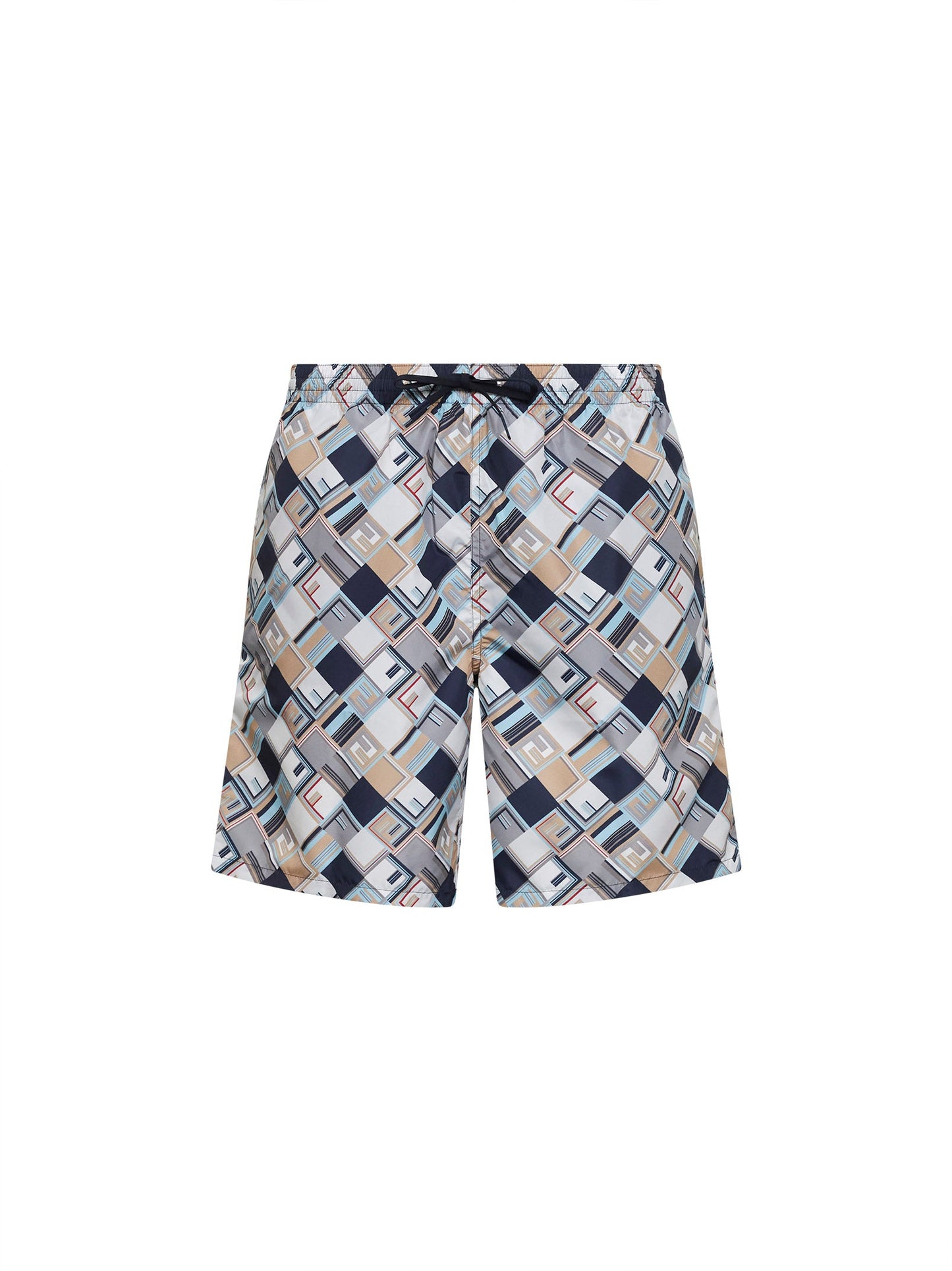 Fendi Men Multicolor Ff Check-Pattern Nylon Swim Shorts FENDI