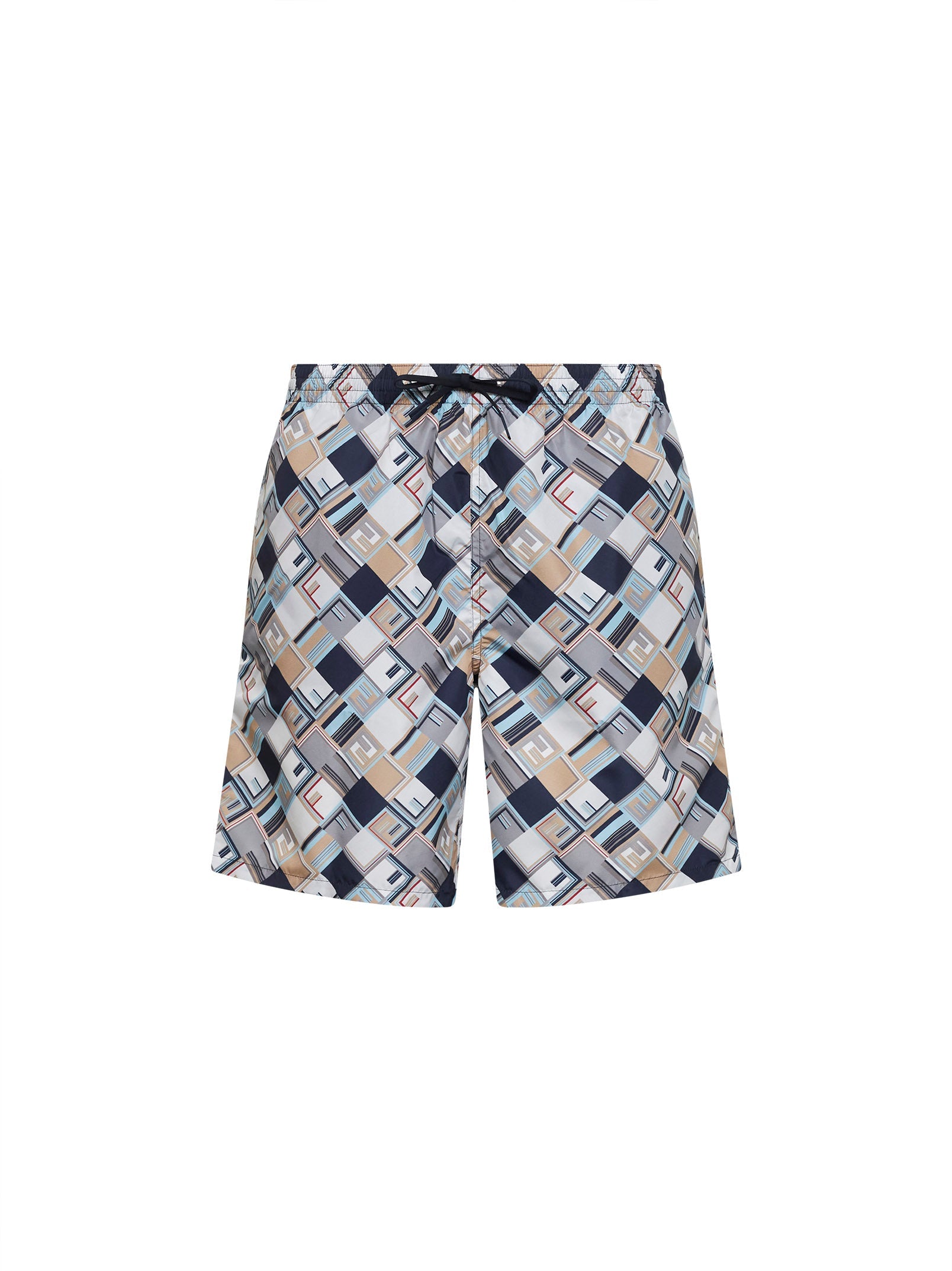 Fendi Men Multicolor Ff Check-Pattern Nylon Swim Shorts FENDI