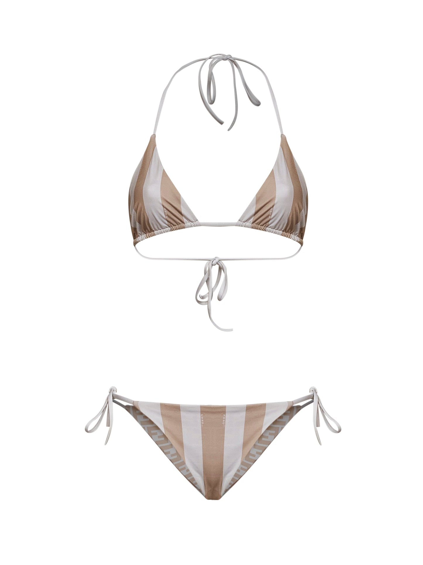 Fendi Women Beige Pequin And Ff Lycra Reversible Bikini FENDI