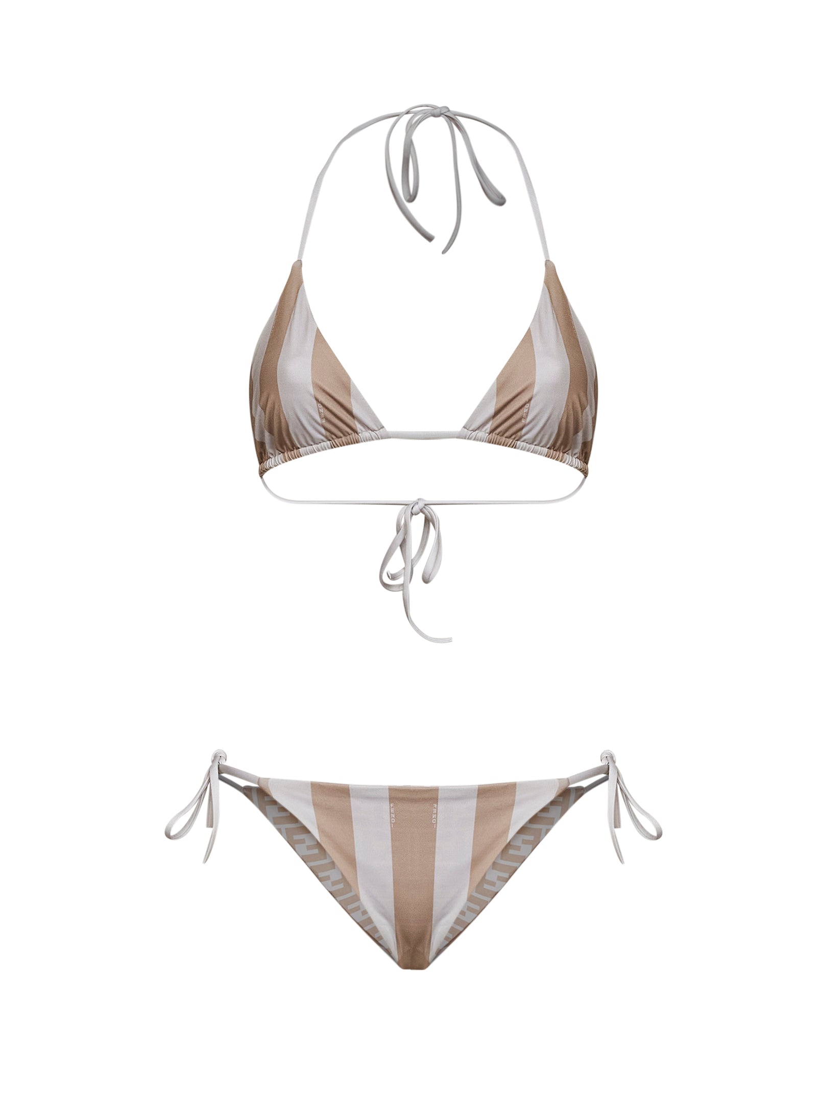 Fendi Women Beige Pequin And Ff Lycra Reversible Bikini FENDI