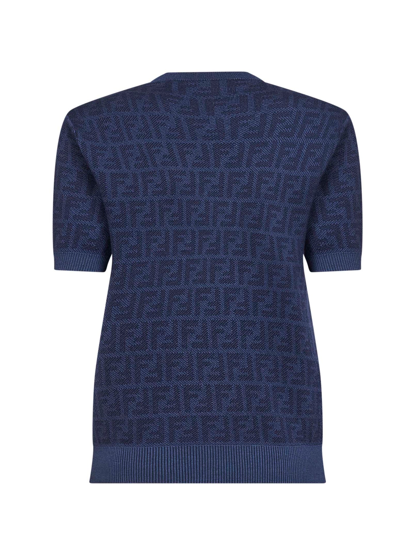 Fendi Women Denim Blue Ff Wool Crewneck Jumper FENDI