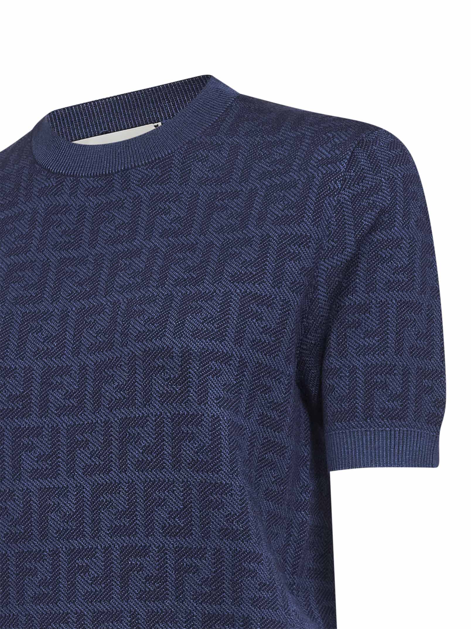 Fendi Women Denim Blue Ff Wool Crewneck Jumper FENDI