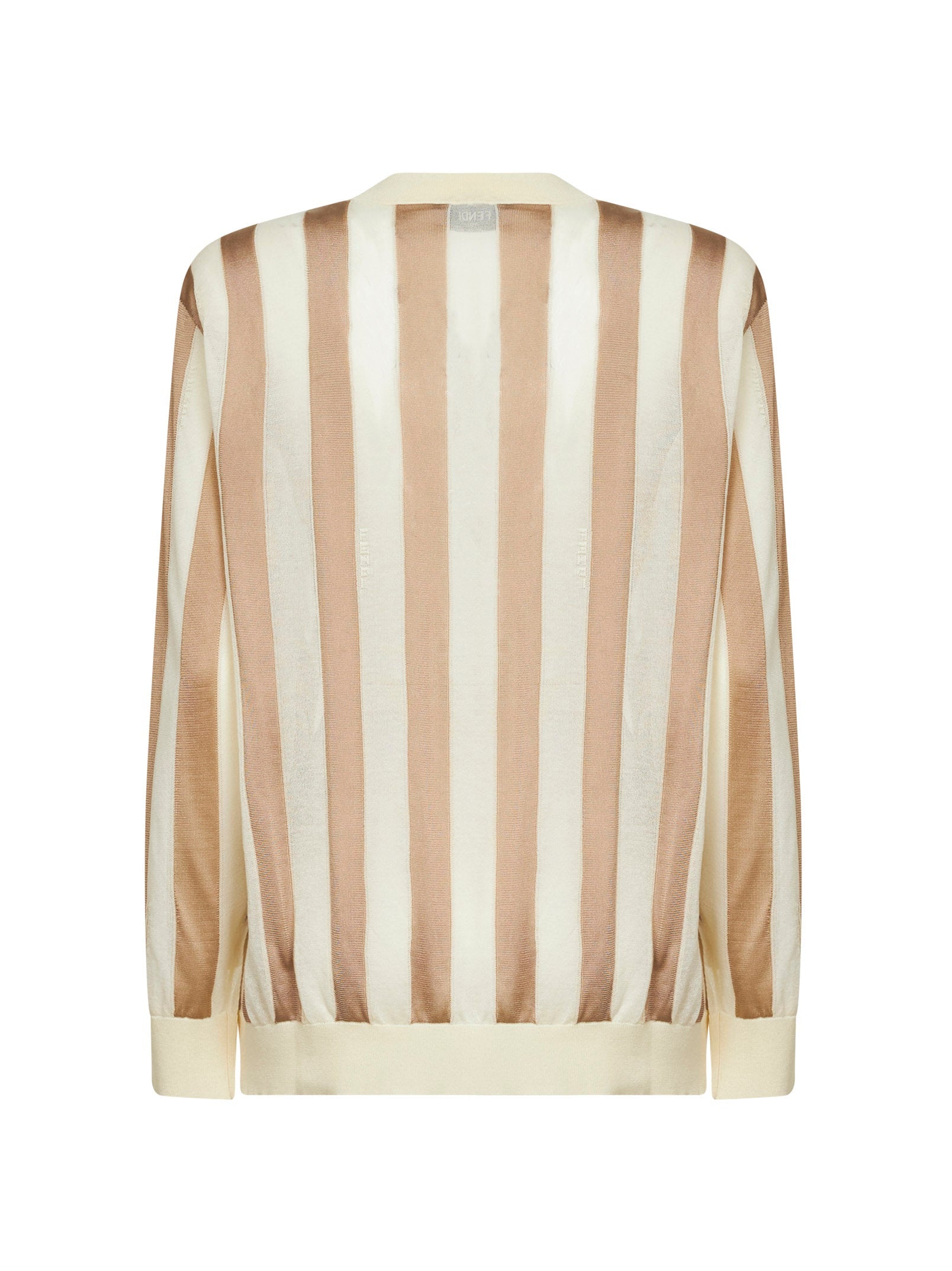 Fendi Women Beige Pequin Silk And Cotton Sweater FENDI