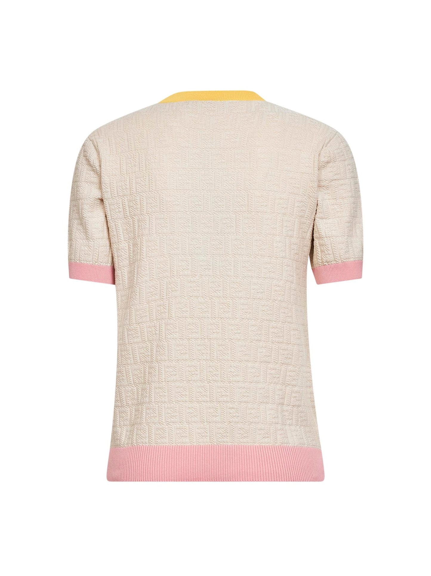 Fendi Women Ecru Ff Cotton And Silk Sweater With Color Block Edges<Br/> FENDI