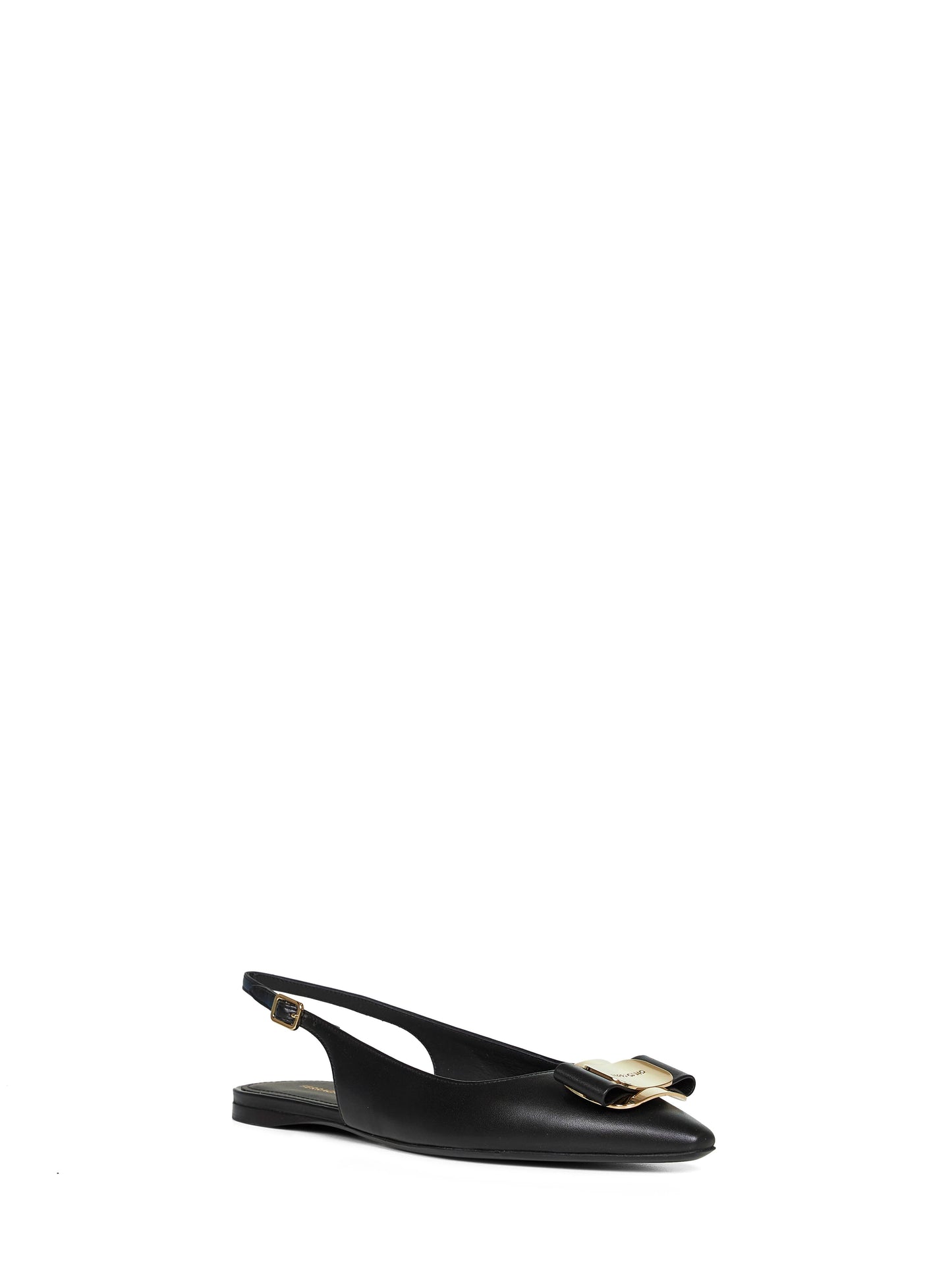 Ferragamo Women Black Flat Slingbacks With Vara Plate FERRAGAMO