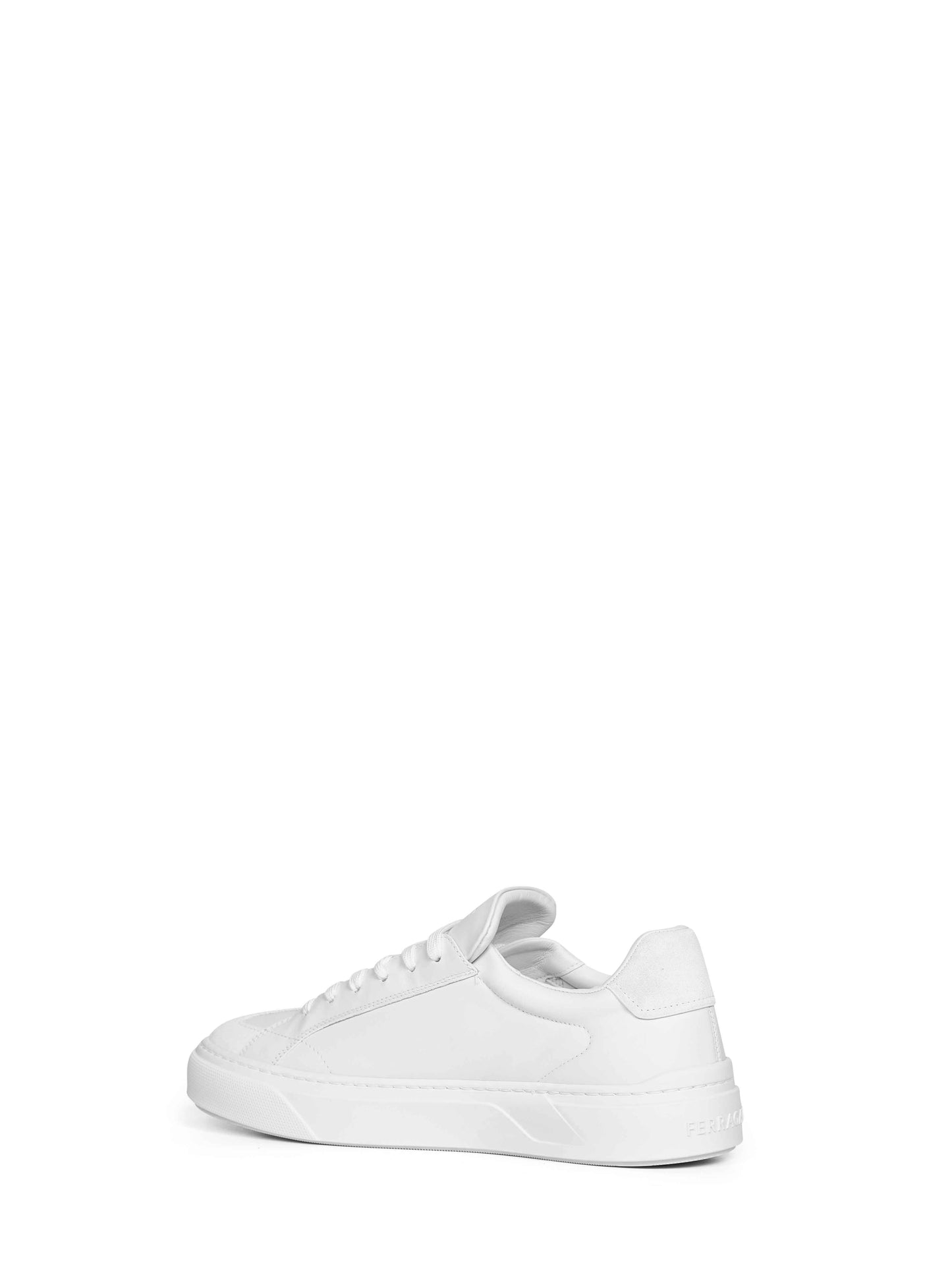 Ferragamo Men White Leather Gancini Sneakers FERRAGAMO