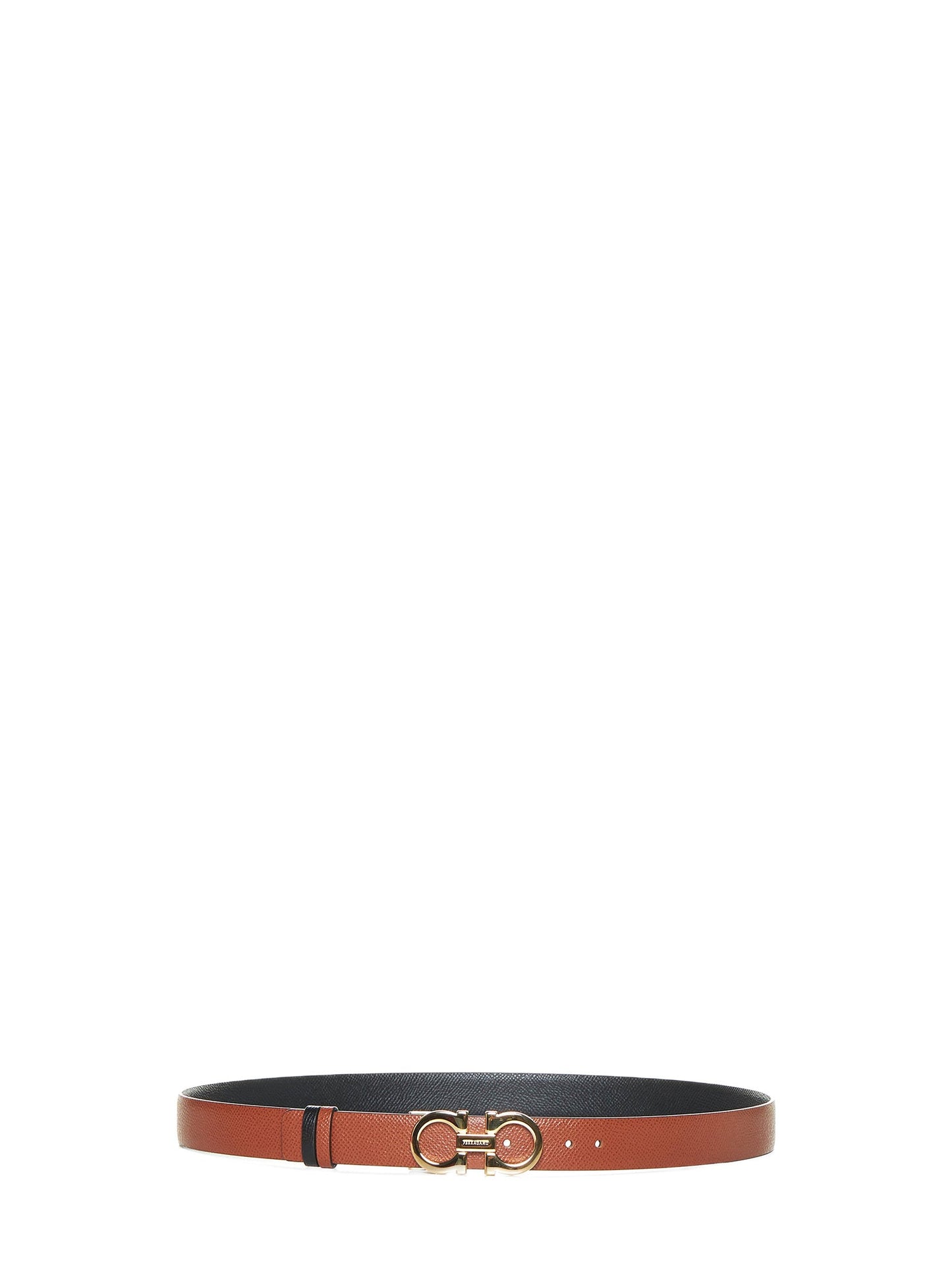 Ferragamo Women New Cognac Leather Gancini Reversible Belt FERRAGAMO