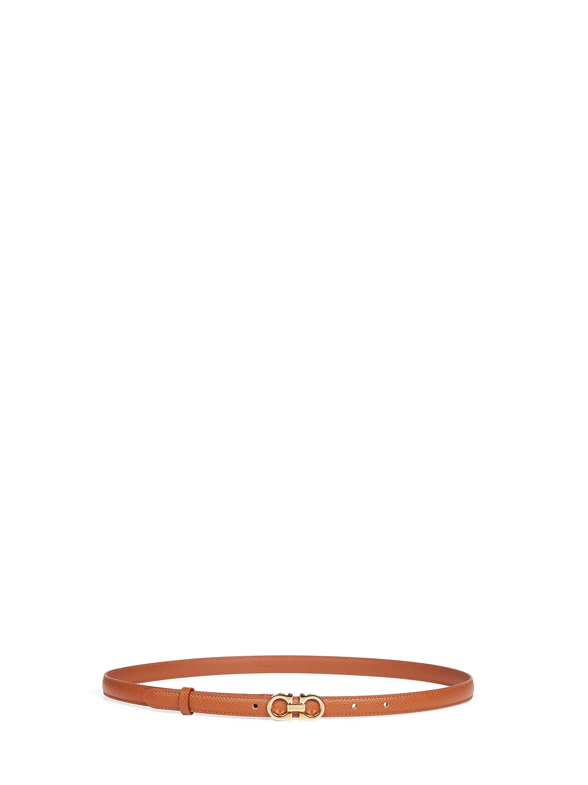 Ferragamo Women Beige Hammered Calfskin Gancini Belt FERRAGAMO