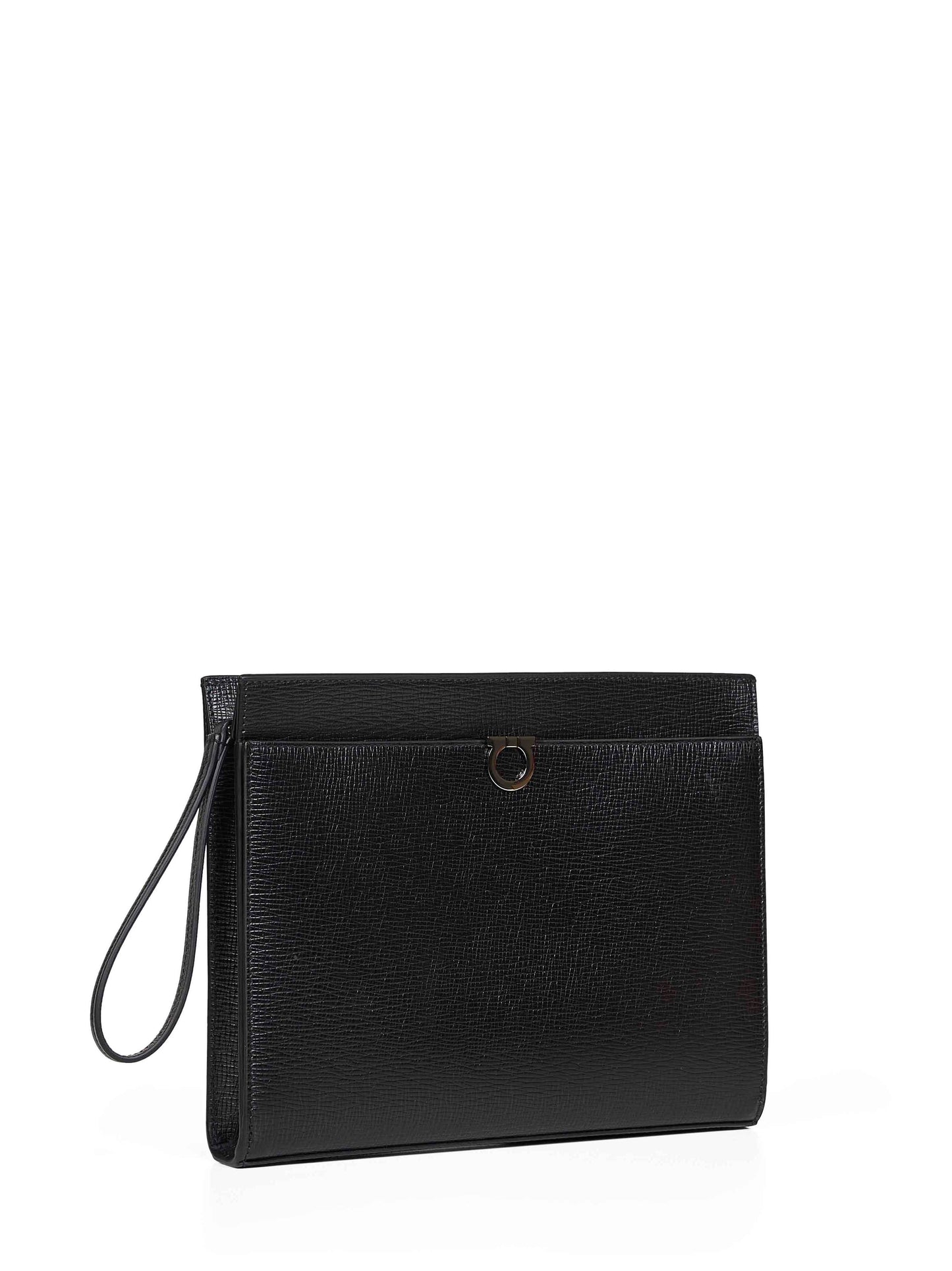Ferragamo Men Black Gancini Pouch Bag FERRAGAMO