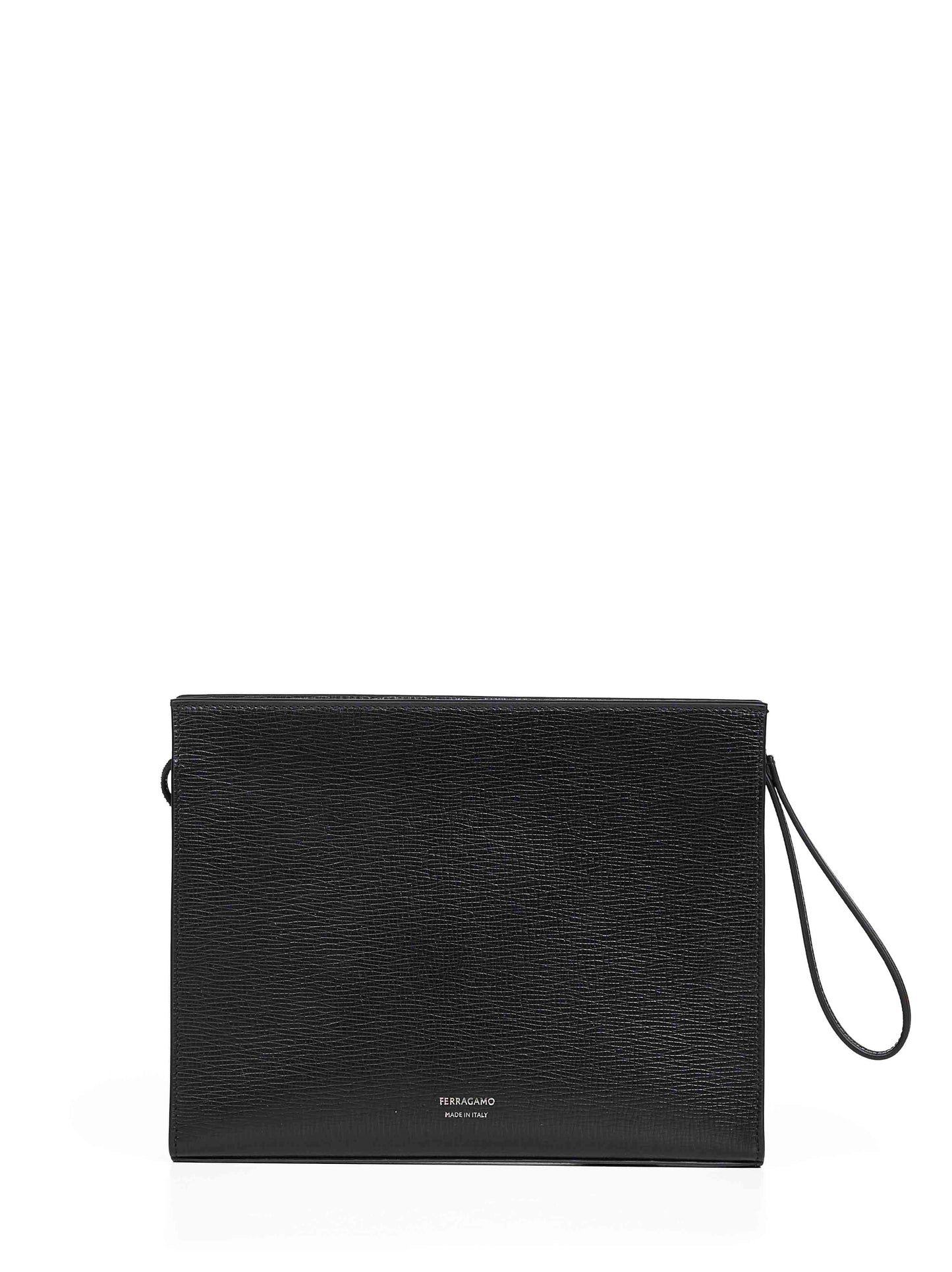 Ferragamo Men Black Gancini Pouch Bag FERRAGAMO