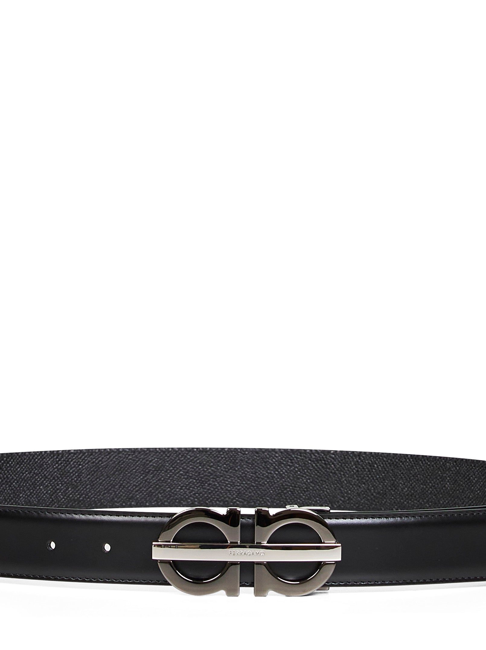 Ferragamo Men Black Gancini Reversible Belt FERRAGAMO