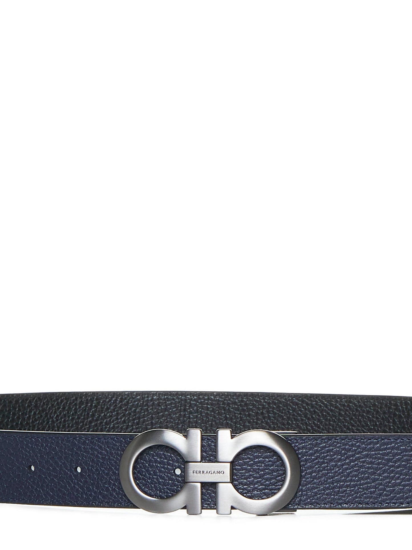 Ferragamo Men Black Leather Reversible Gancini Belt FERRAGAMO
