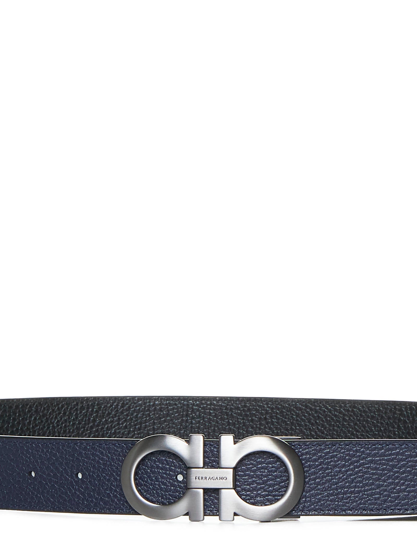 Ferragamo Men Black Leather Reversible Gancini Belt FERRAGAMO