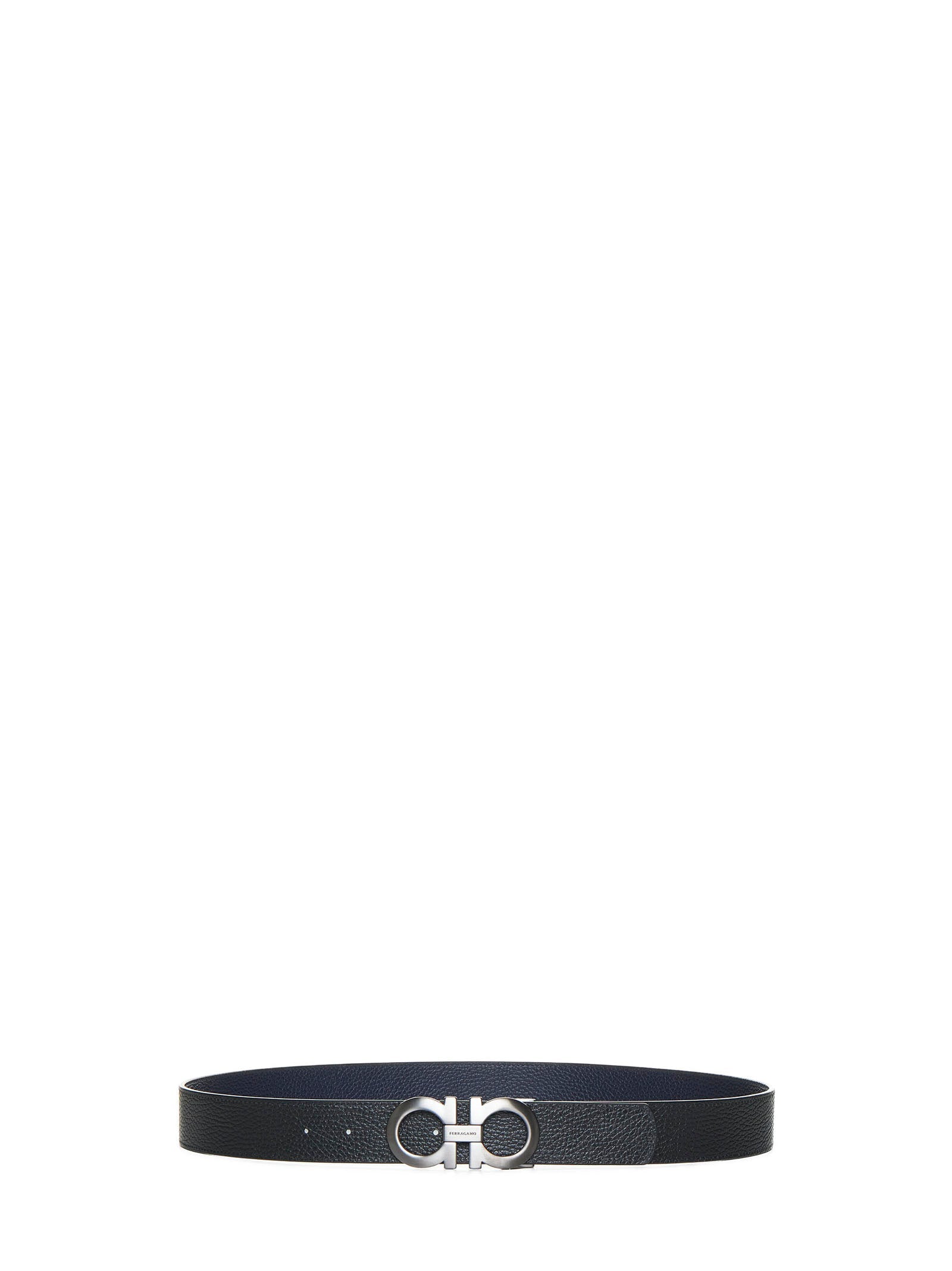 Ferragamo Men Black Leather Reversible Gancini Belt FERRAGAMO