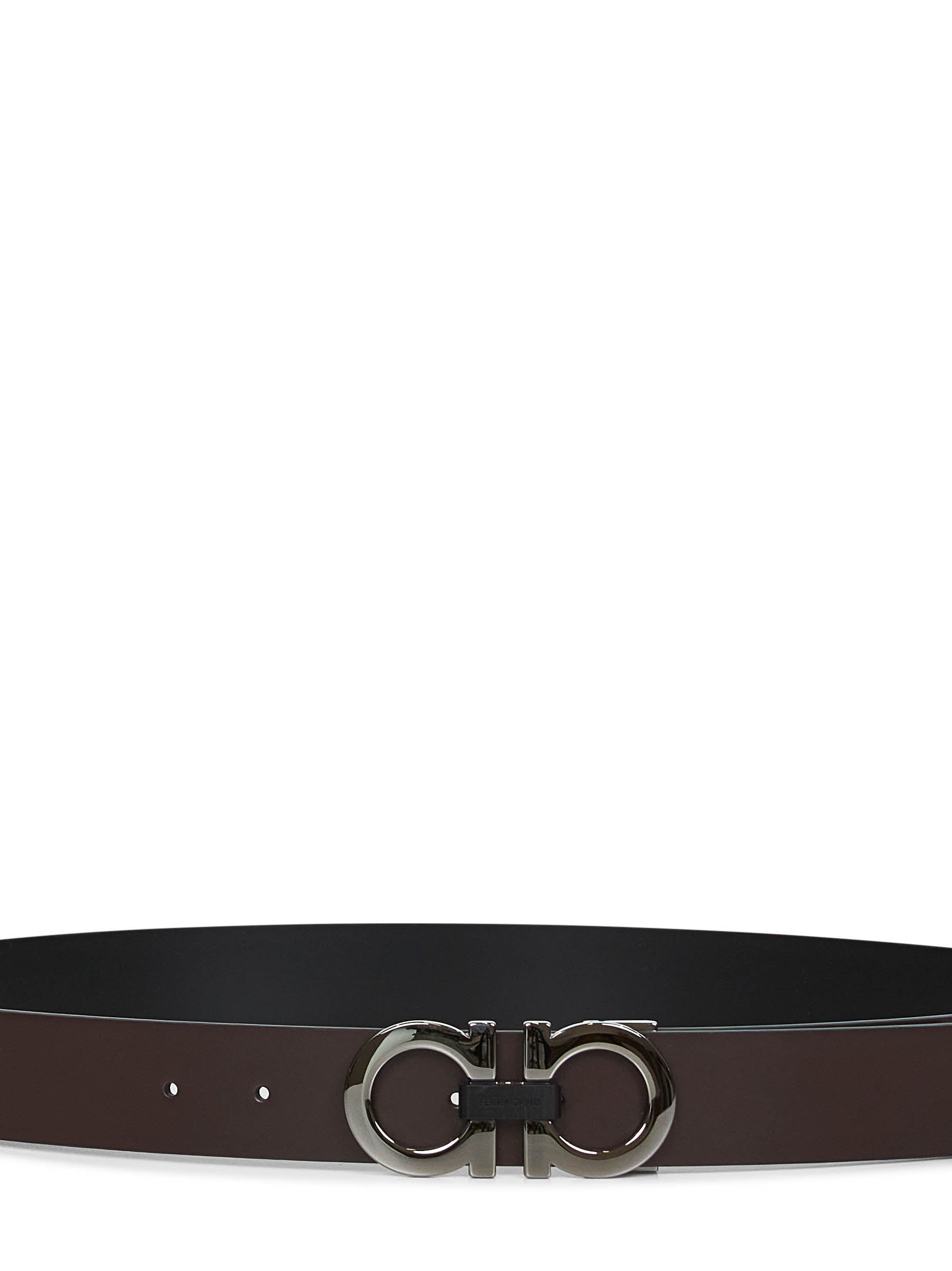 Ferragamo Men Dark Brown Gancini Reversible Belt FERRAGAMO