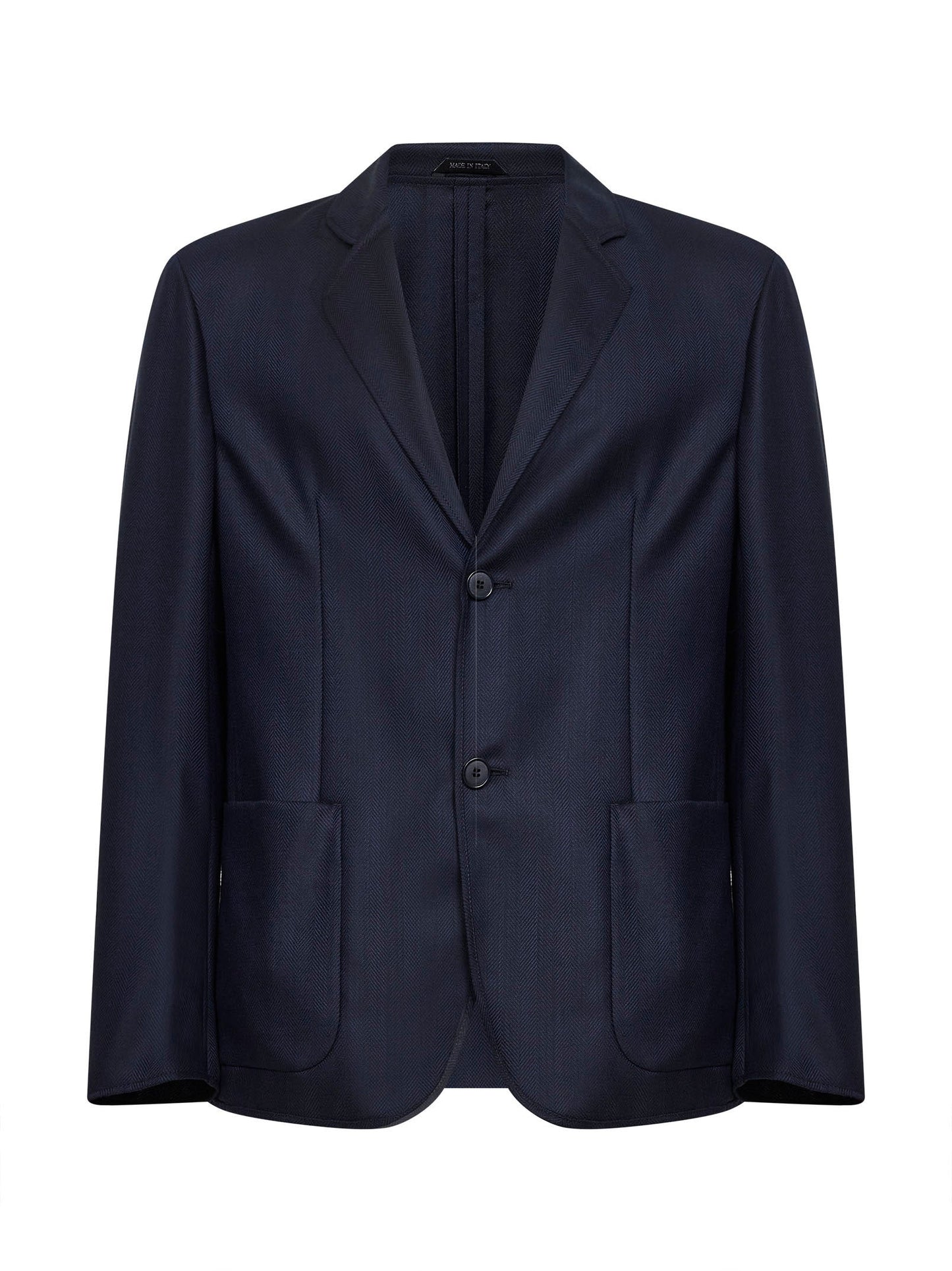 Giorgio Armani Men Blue Chevron Wool And Cashmere Single-Breasted Jacket GIORGIO ARMANI