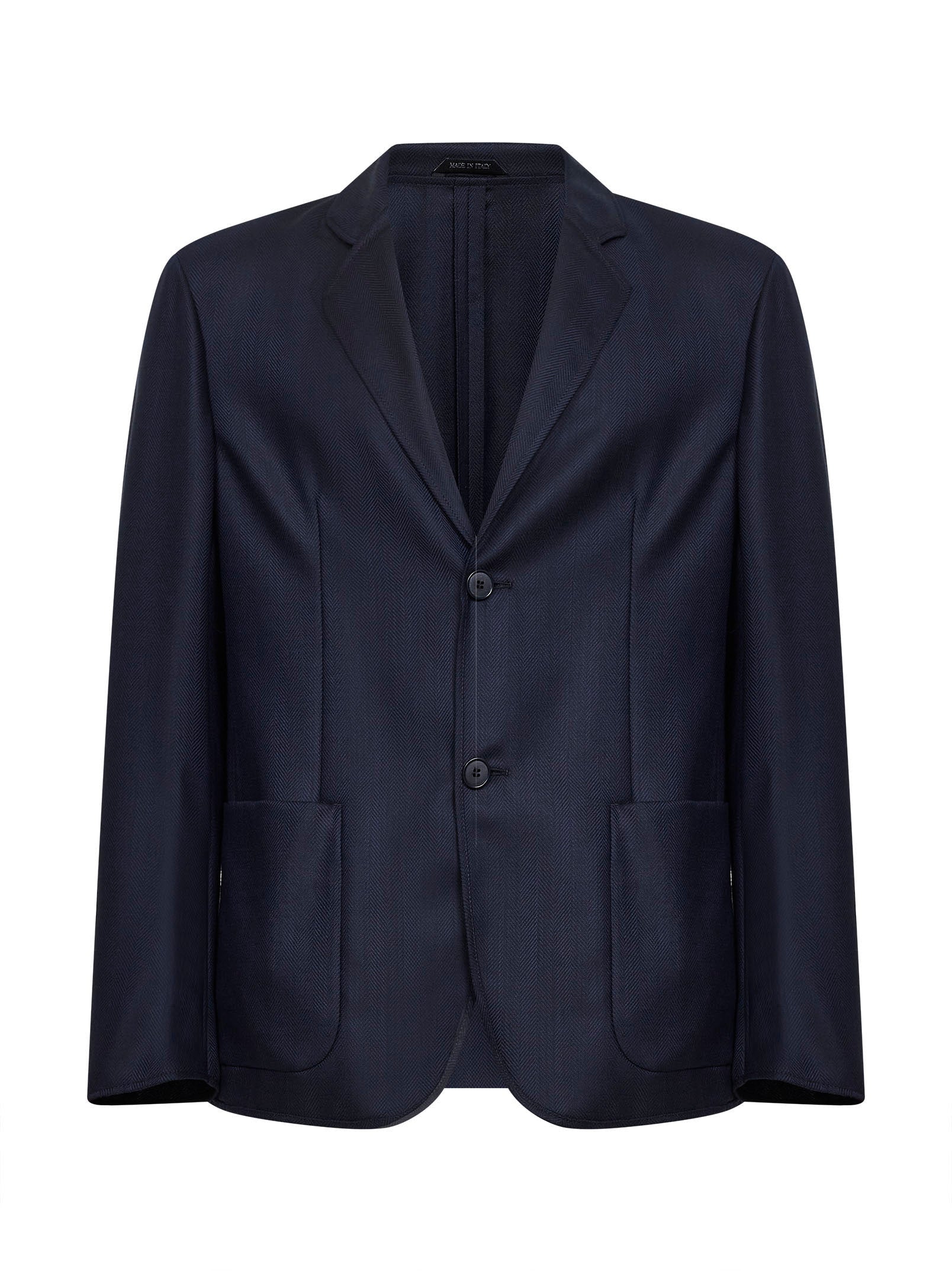 Giorgio Armani Men Blue Chevron Wool And Cashmere Single-Breasted Jacket GIORGIO ARMANI