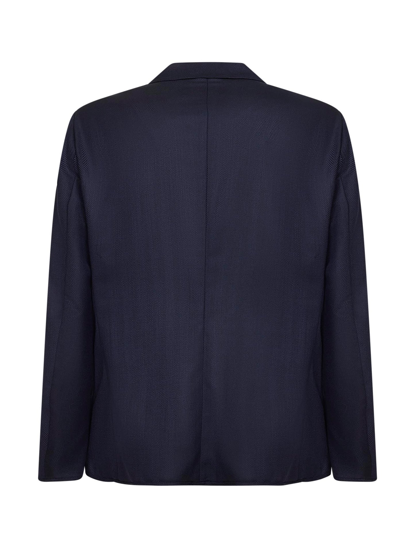 Giorgio Armani Men Blue Chevron Wool And Cashmere Single-Breasted Jacket GIORGIO ARMANI