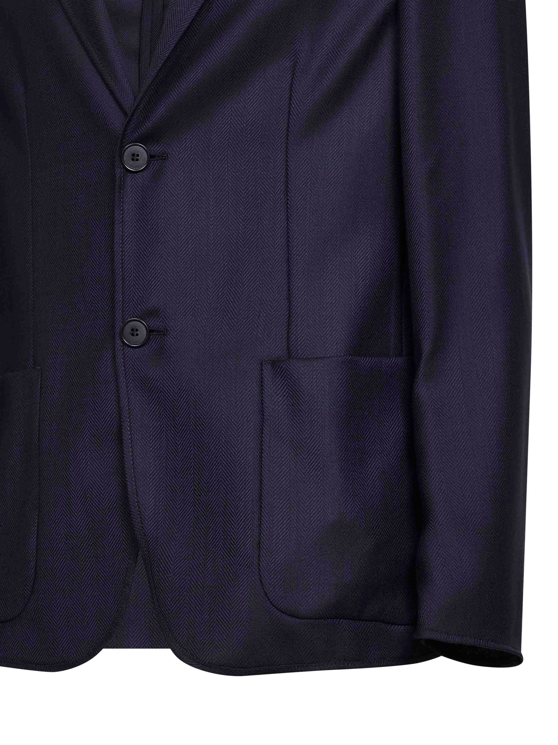 Giorgio Armani Men Blue Chevron Wool And Cashmere Single-Breasted Jacket GIORGIO ARMANI