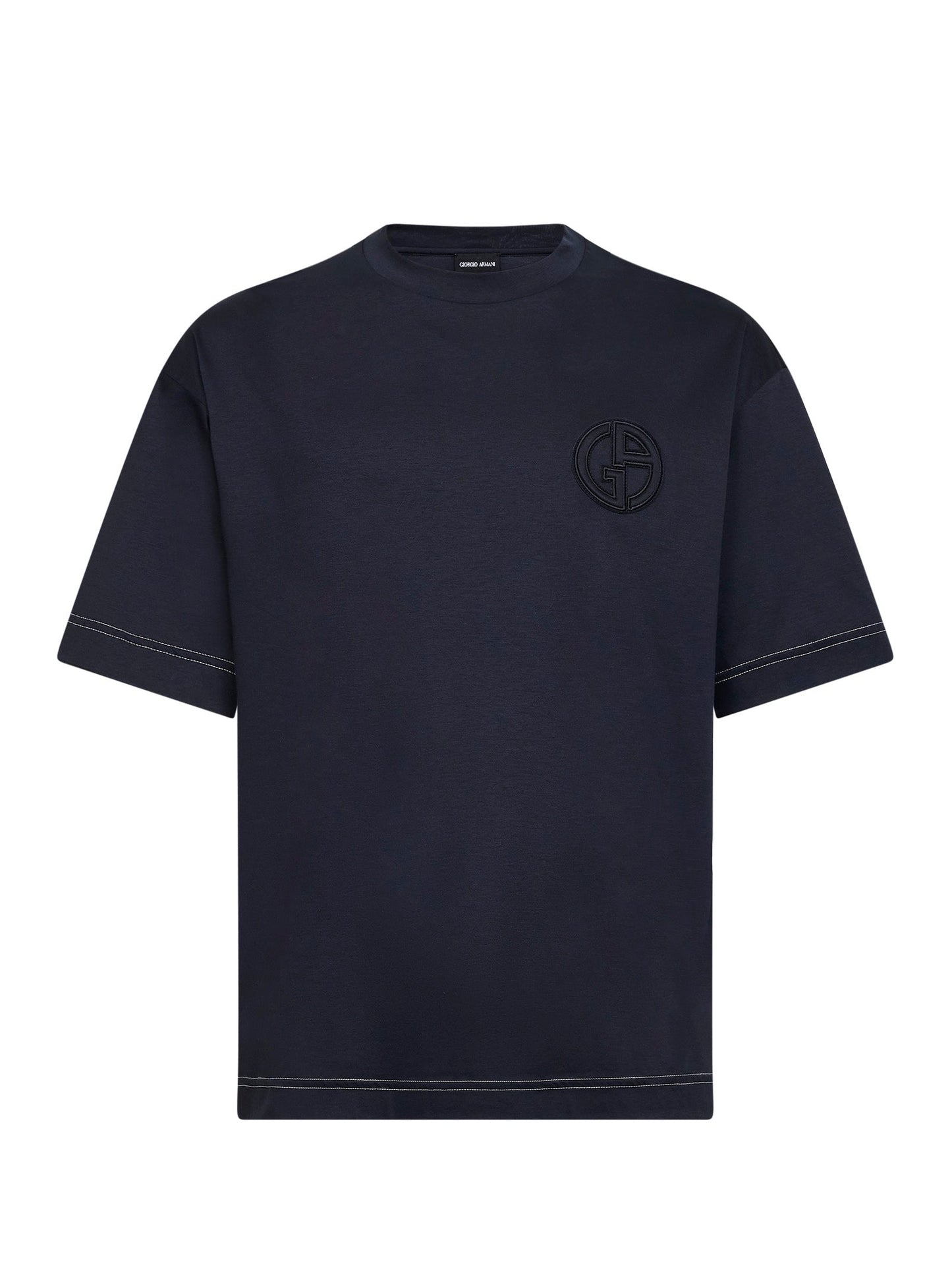 Giorgio Armani Men Blue Cotton Interlock Denim Collection T-Shirt GIORGIO ARMANI