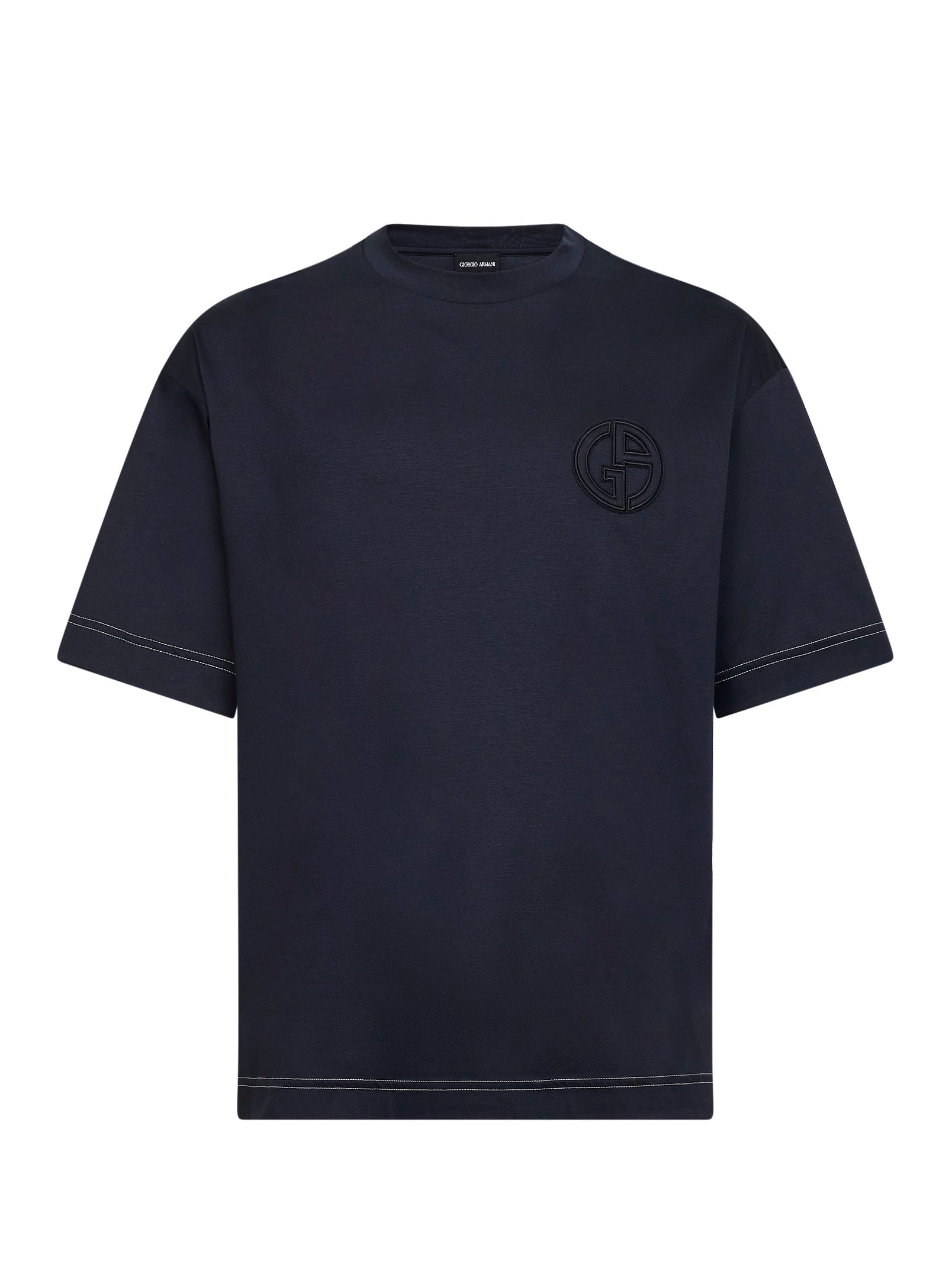 Giorgio Armani Men Blue Cotton Interlock Denim Collection T-Shirt GIORGIO ARMANI