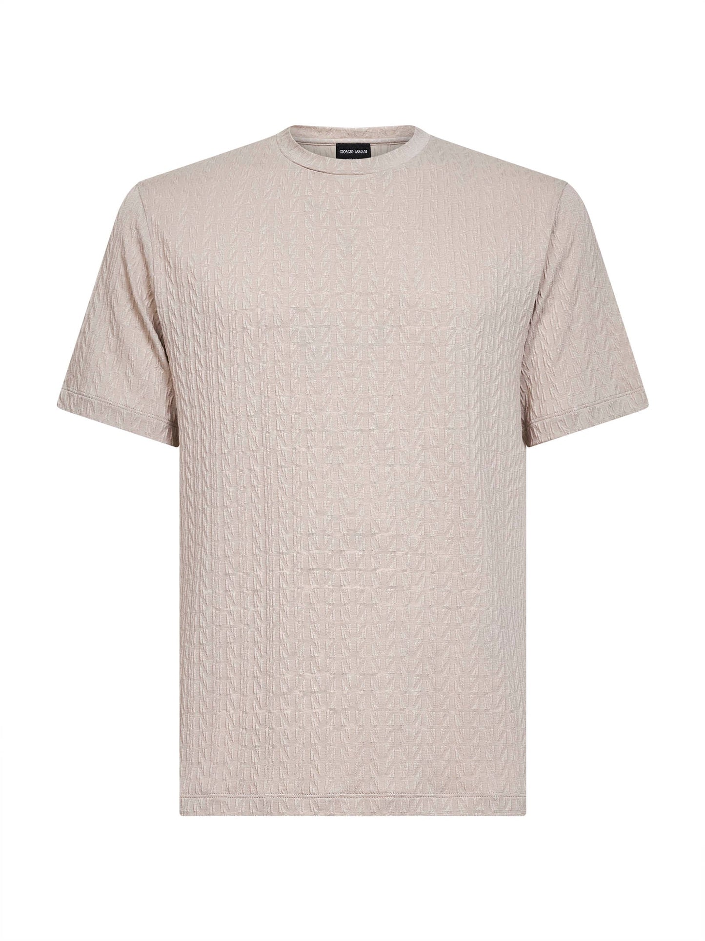 Giorgio Armani Men Beige Asv Embossed Viscose Blend T-Shirt