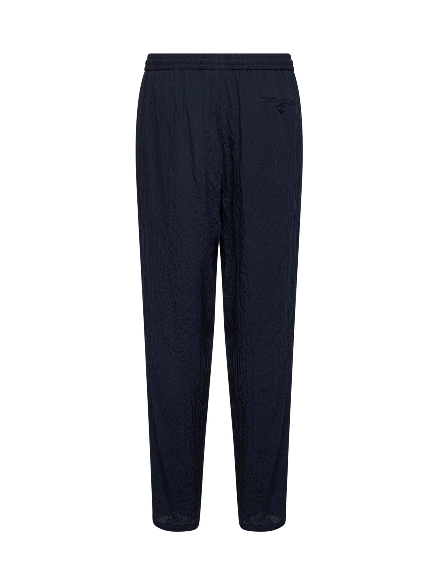 Giorgio Armani Men Dark Navy Froissé Lyocell Blend Flat Front Trousers GIORGIO ARMANI