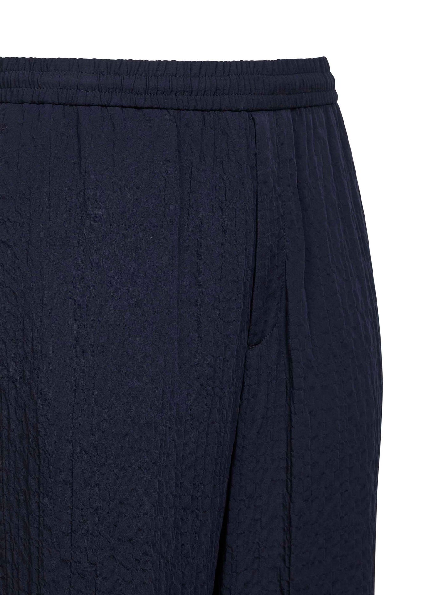 Giorgio Armani Men Dark Navy Froissé Lyocell Blend Flat Front Trousers GIORGIO ARMANI